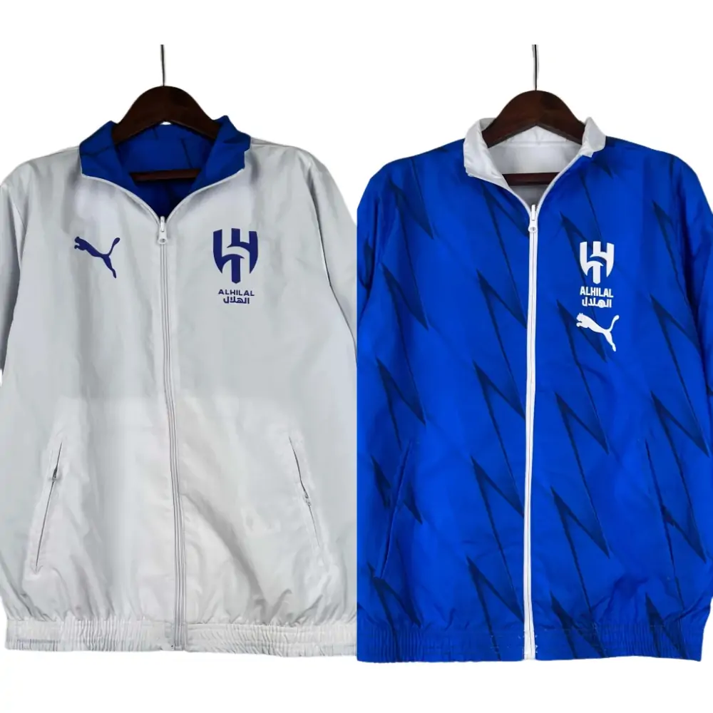 2023/2024 Al-Nassr Reversible Windbreaker(White-Blue)Soccer Jersey 1:1 Thai Quality