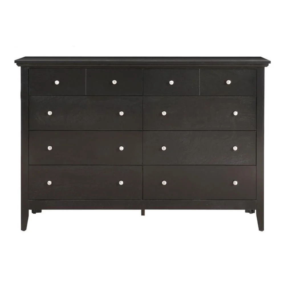 Home Square 2-Piece Set with Full Panel Bed and 8-Drawer Dresser in Black