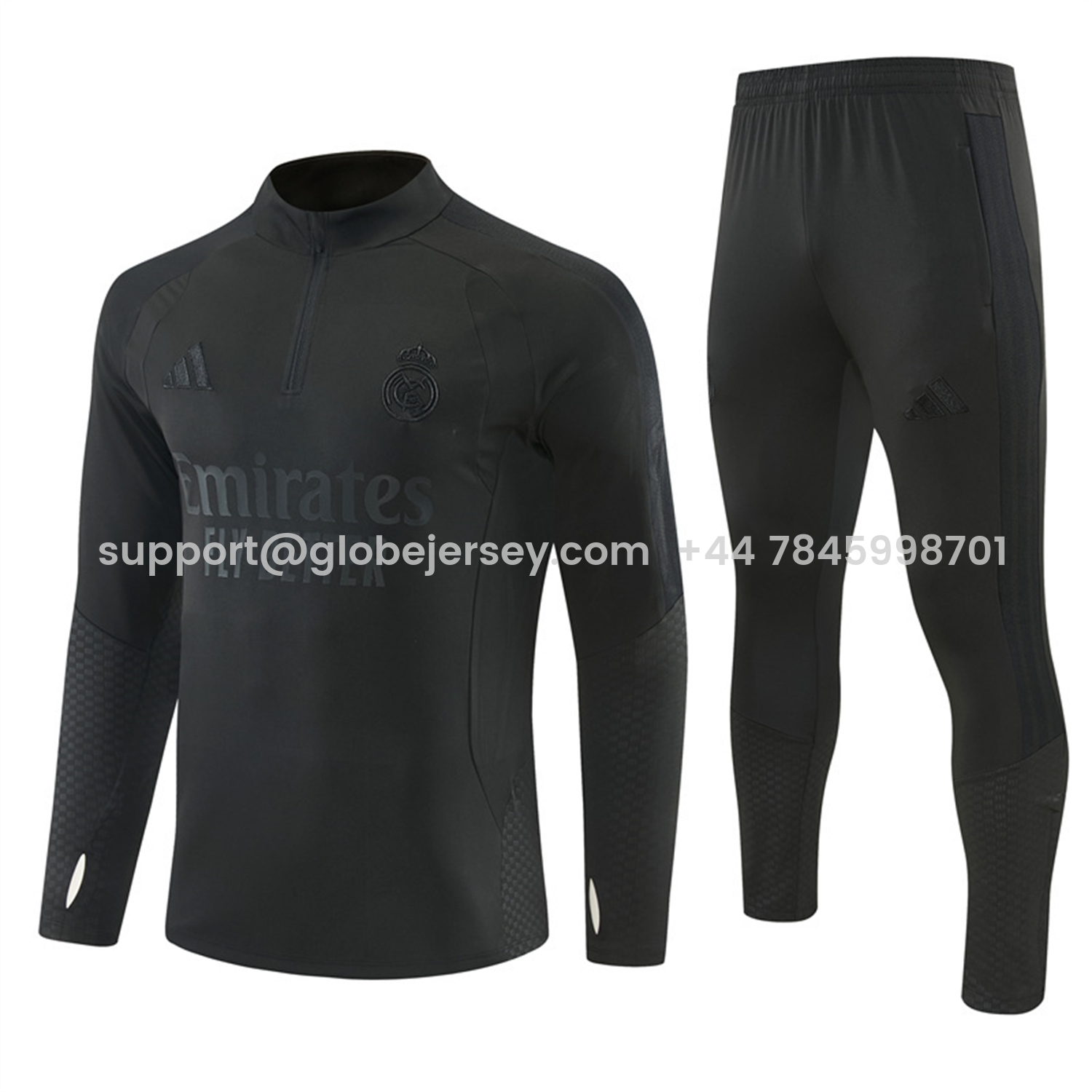Real Madrid 26-27 Long Sleeves Training Set - Pure Black Top And Pants