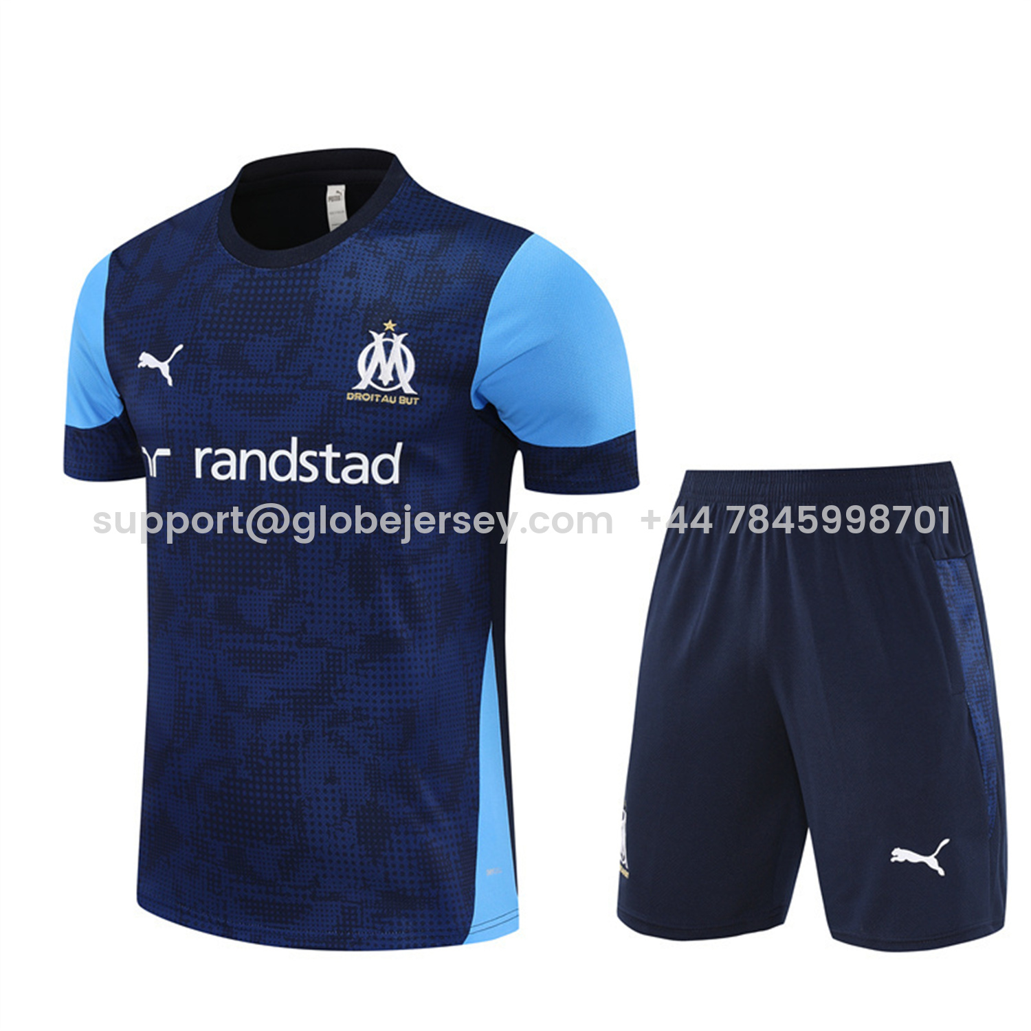 Marseille 25-26 Short-Sleeve Training Set - Royal Blue Top & Royal Blue Shorts
