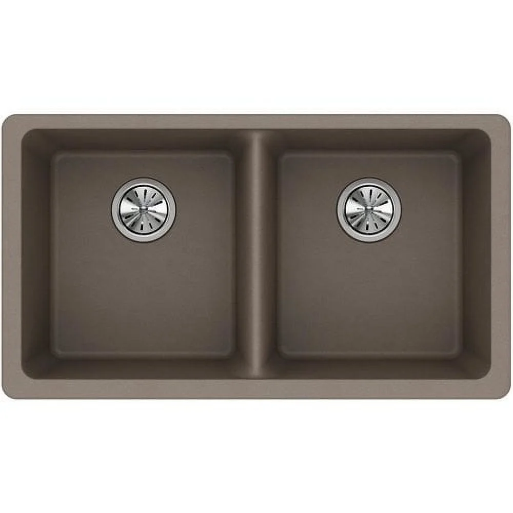 Elkay ELGU3322 White Granite Composite 33in Rectangle Double Bowl Undermount Sink