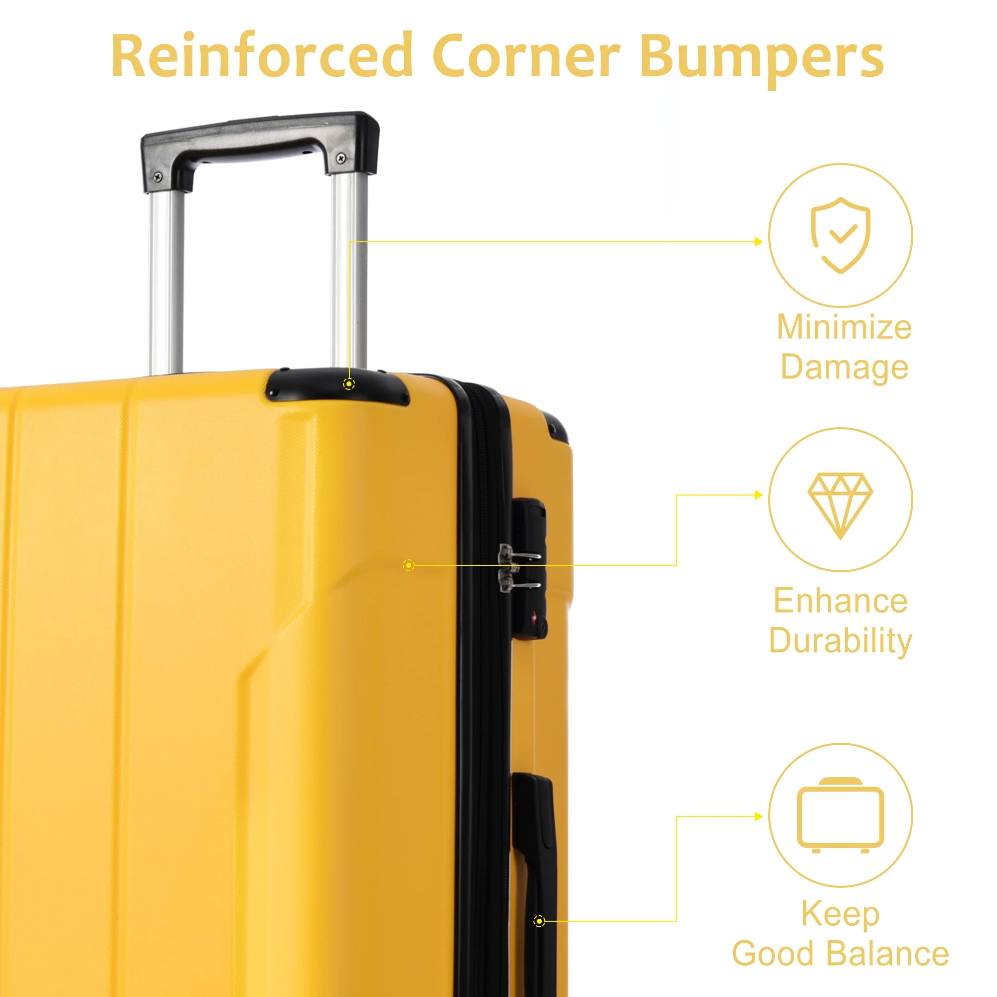 Luggage Sets 3 Piece, Expandable Hard shell ABS Suitcases with Double Spinner, Travel luggage Set