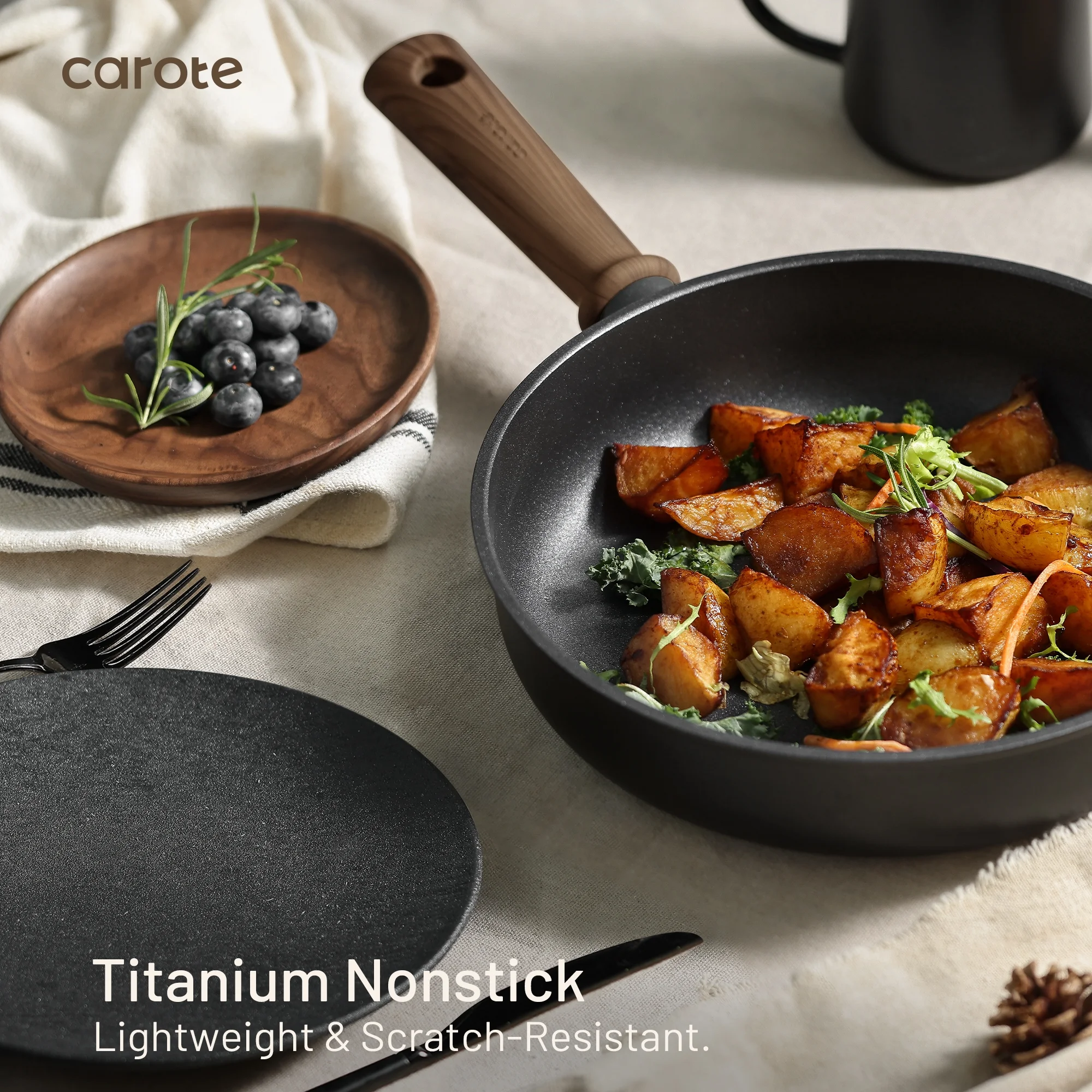 Carote 13-Pcs Nonstick Cookware Sets, Pots and Pans with Stay-Cool Handles, Induction Compatible Kitchen Set,(Black)