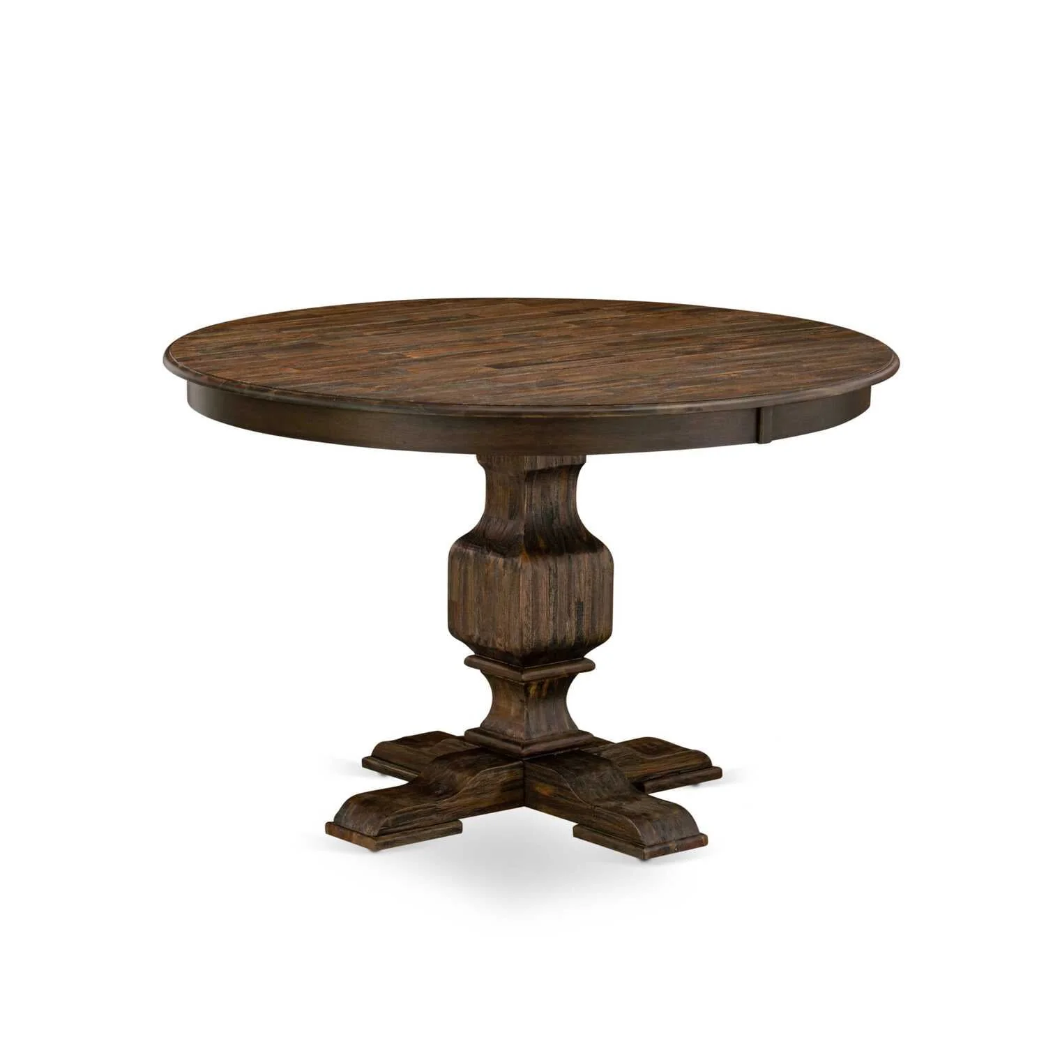 East West Furniture F3MZ7-716 7 Piece Kitchen Table Set Contains a Dinner Table and 6 Dark Khaki Linen Fabric Mid Century Modern Chairs with High Back - Distressed Jacobean Finish