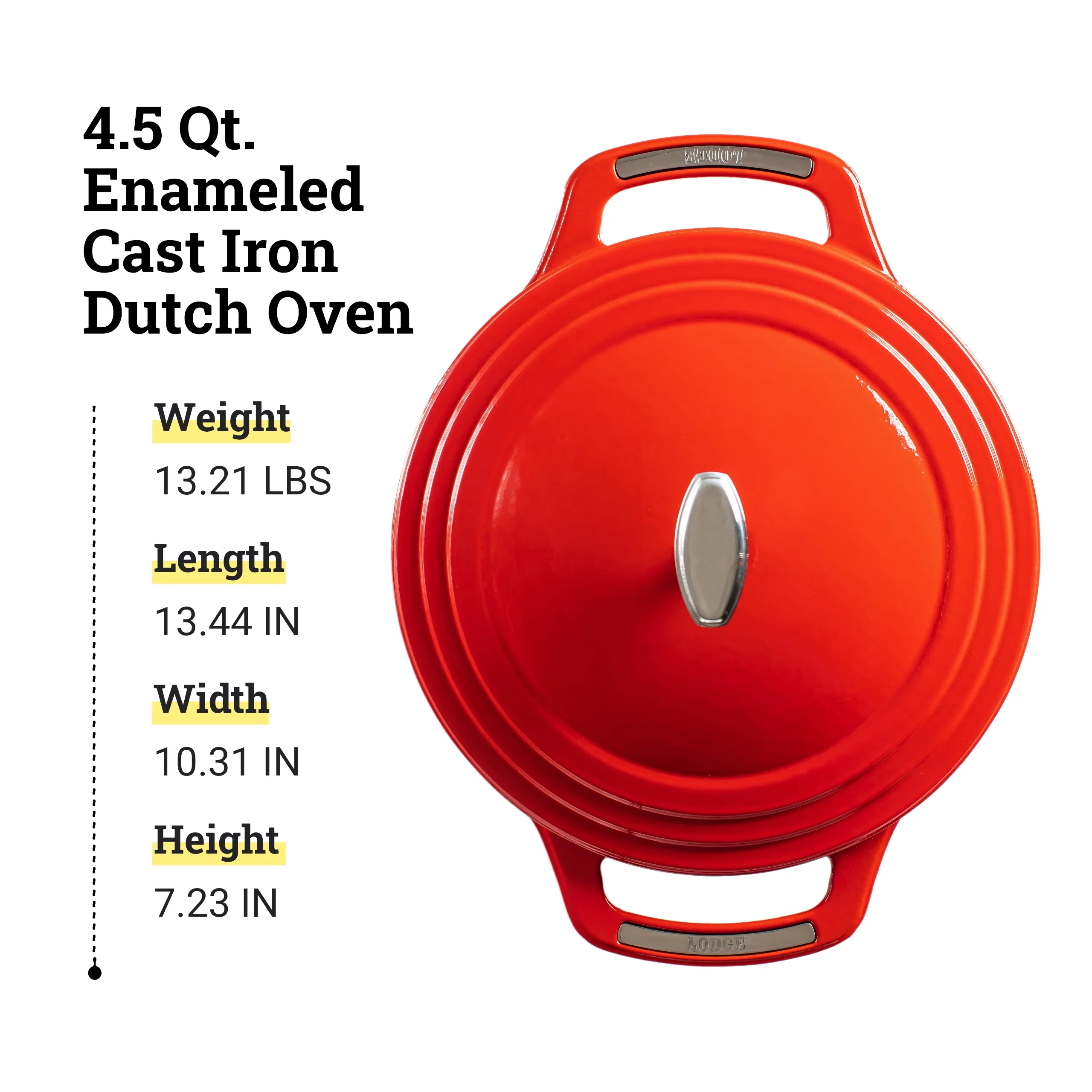 Lodge USA Enamel Dutch Oven, 4.5 qt., Red