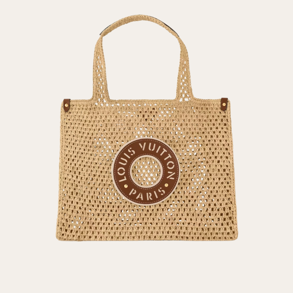 Louis Vuitton Onthego MM Natural Raffia Tan 14.8 Inches M24723