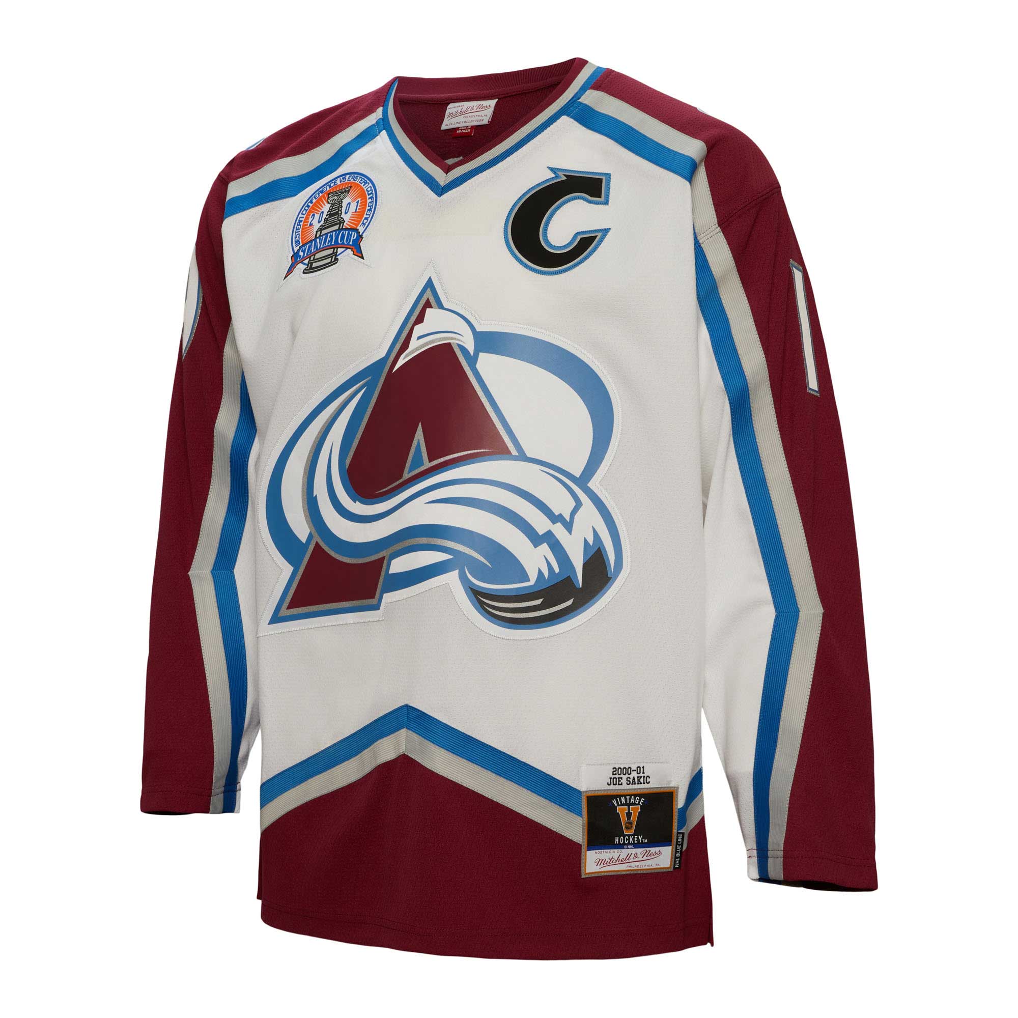 Joe Sakic Colorado Avalanche Mitchell & Ness Captain Patch 2000/01 Blue Line   Jersey – White