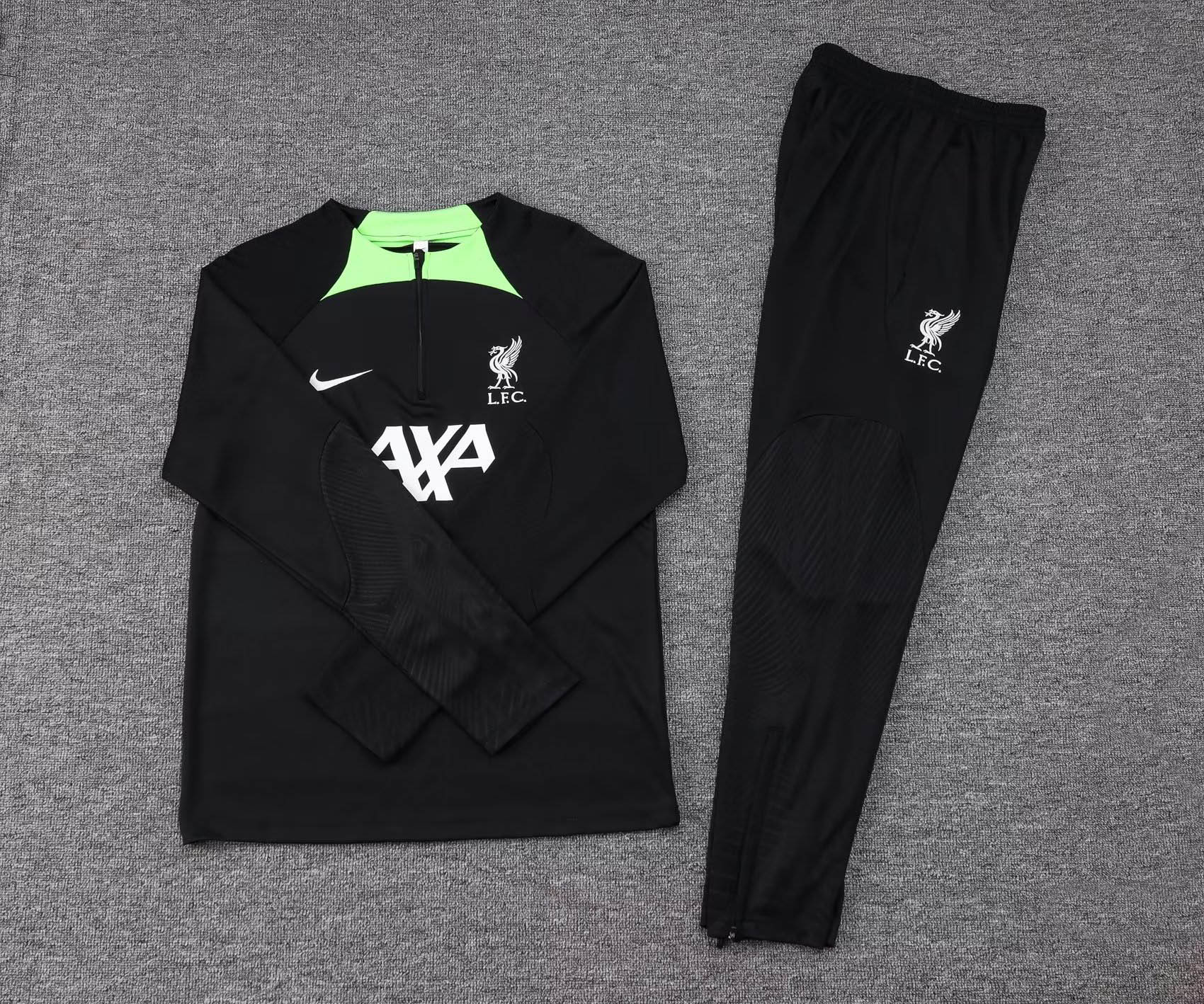 2023/2024 Liverpool Half-Pull Training Suit Black Jersey 1:1 Thai Quality Set