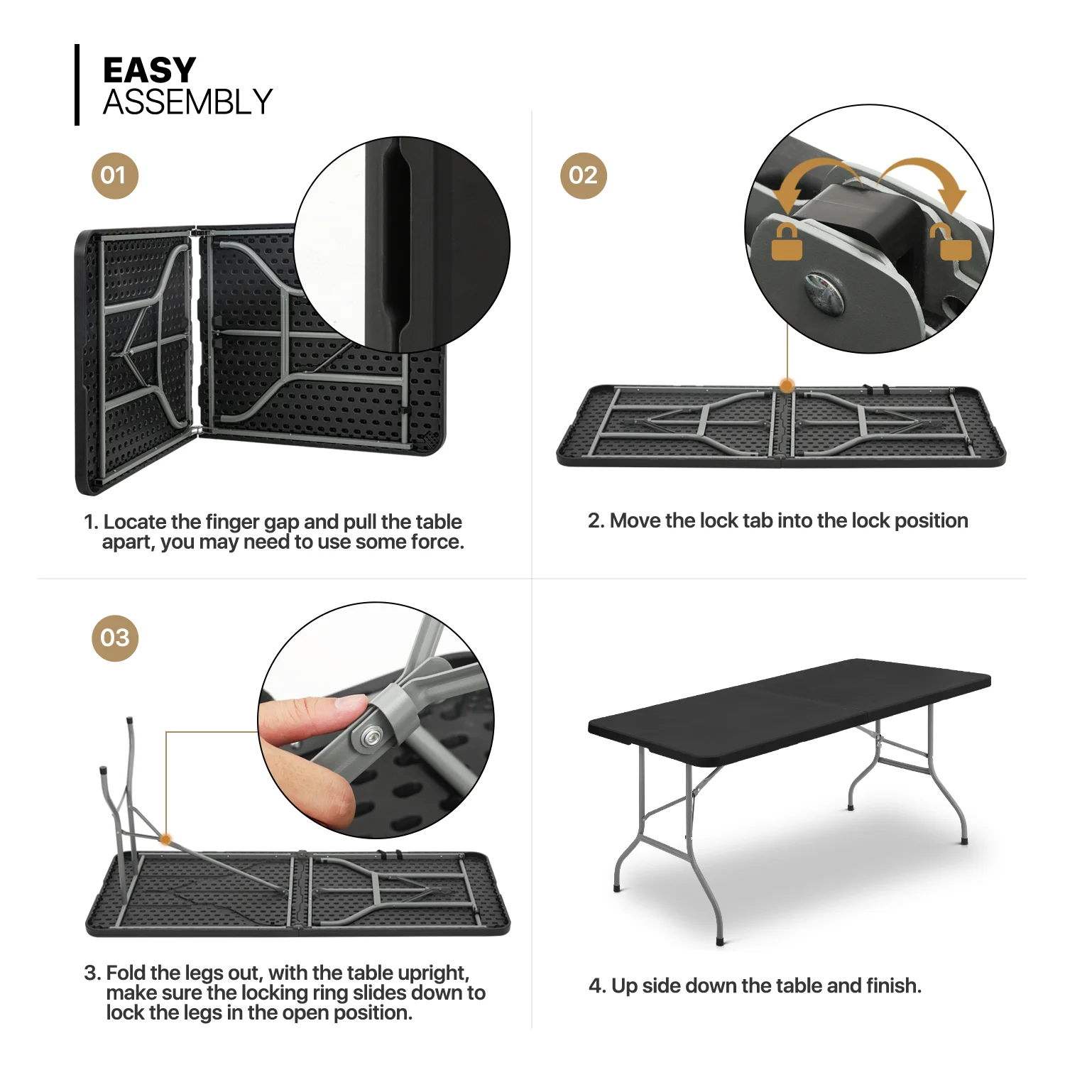 Magshion 11 Pieces 6 Ft Plastic Foldable Card Table and Chair Set�?Portable Folding Table with Handle Picnic Desk and Folding Chairs with Backrest, Black