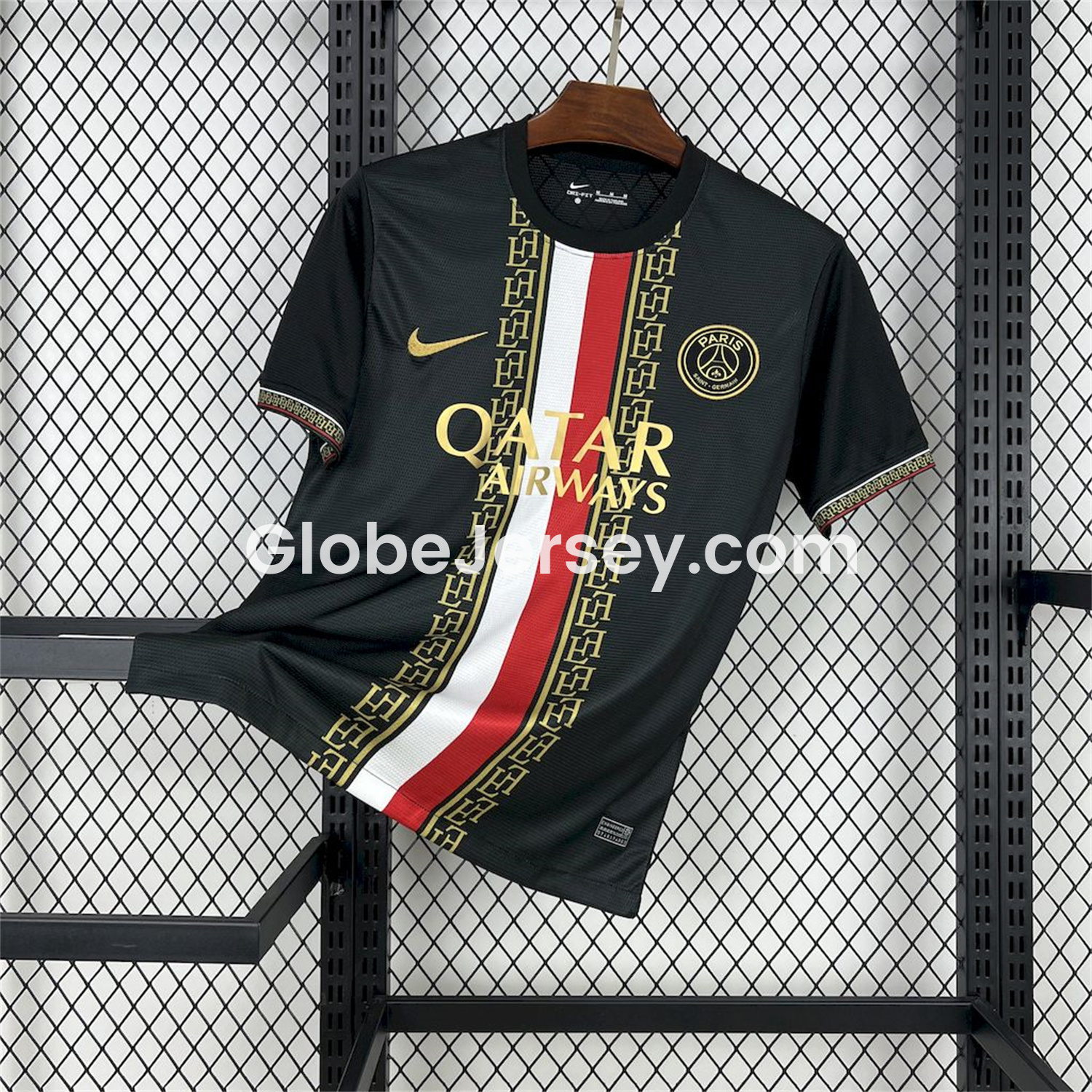 Paris Saint-Germain PSG 25-26 Red White Stripes Black Jersey - Fans Version