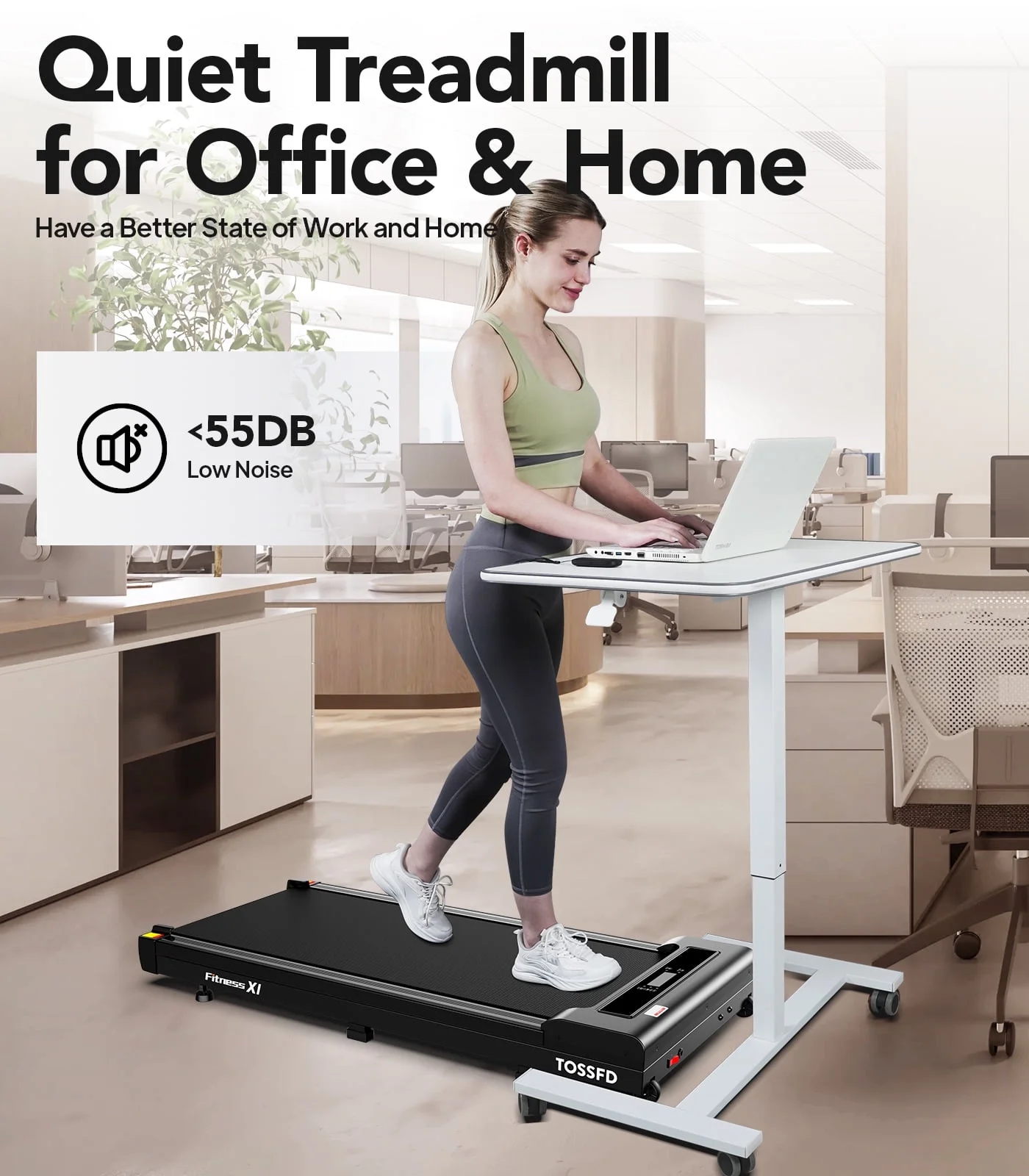 TOSSFD Treadmill Walking Pad with 6% Incline,2.5HP Under Desk Treadmill, Jogging Running Machine for Home Office X301