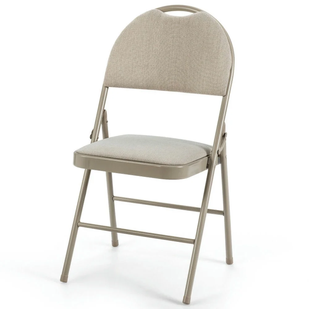 GVN 6 Pack Folding Chairs Portable Padded Office Kitchen Dining Chairs-Beige, Dining Room Chairs, Lounge Chair for Kitchen, Dining, Bedroom, Living