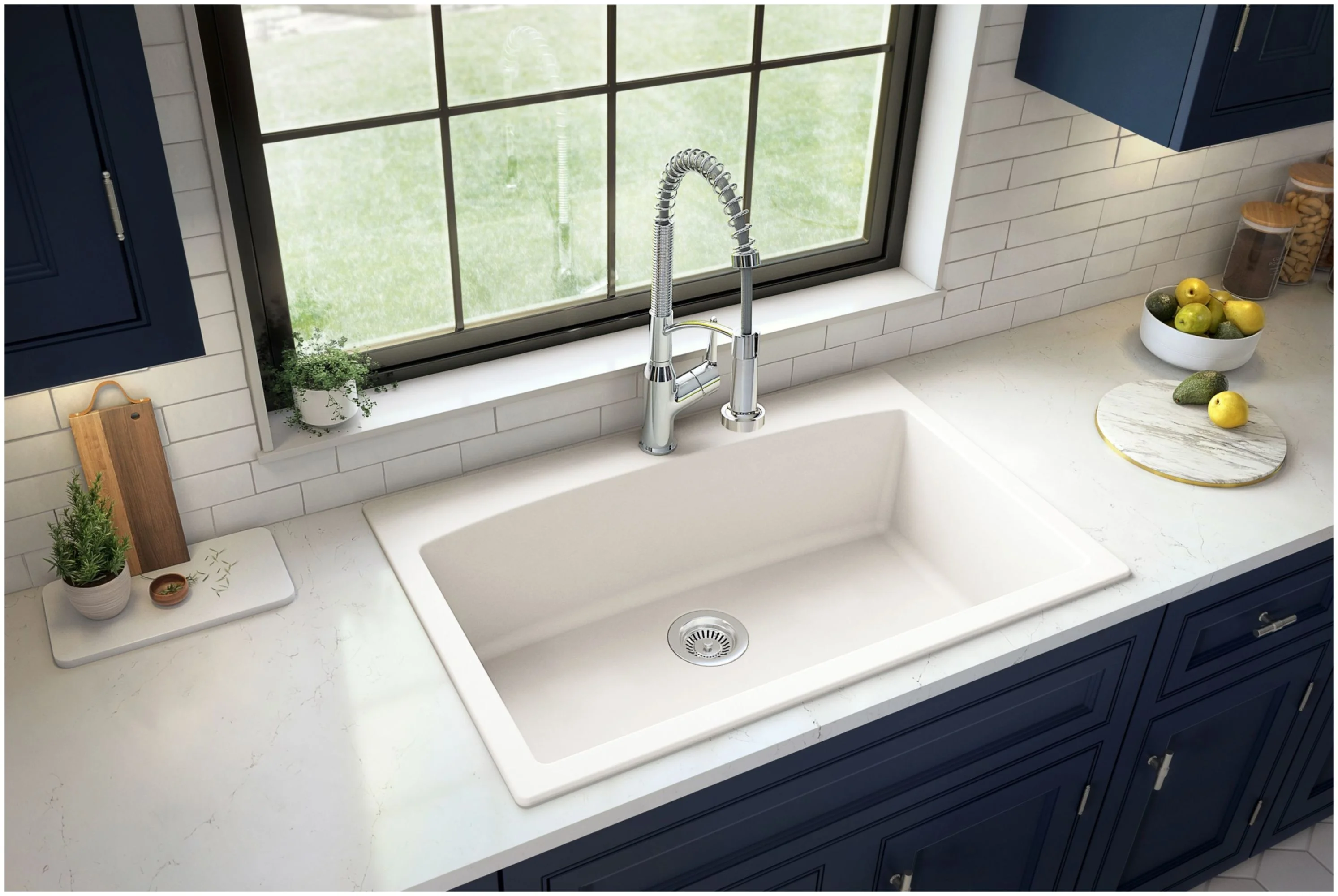 Karran  Drop-In Quartz Single Bowl Kitchen Sink Concrete