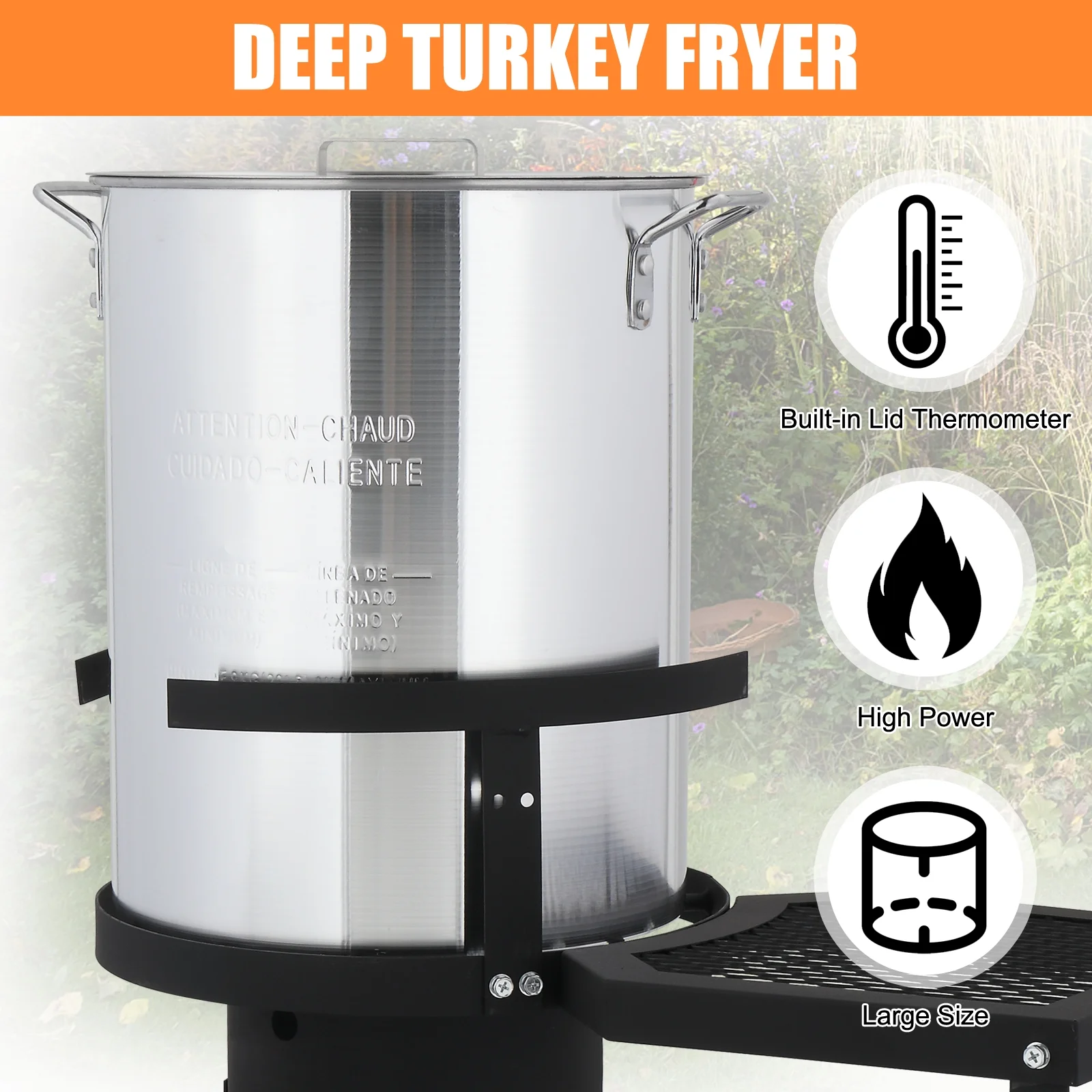 Ktaxon Propane Outdoor Fryer Kit Aluminum Frying/Boiling Turkey Fryer Pot 30QT 4 Piece Set with Side Table