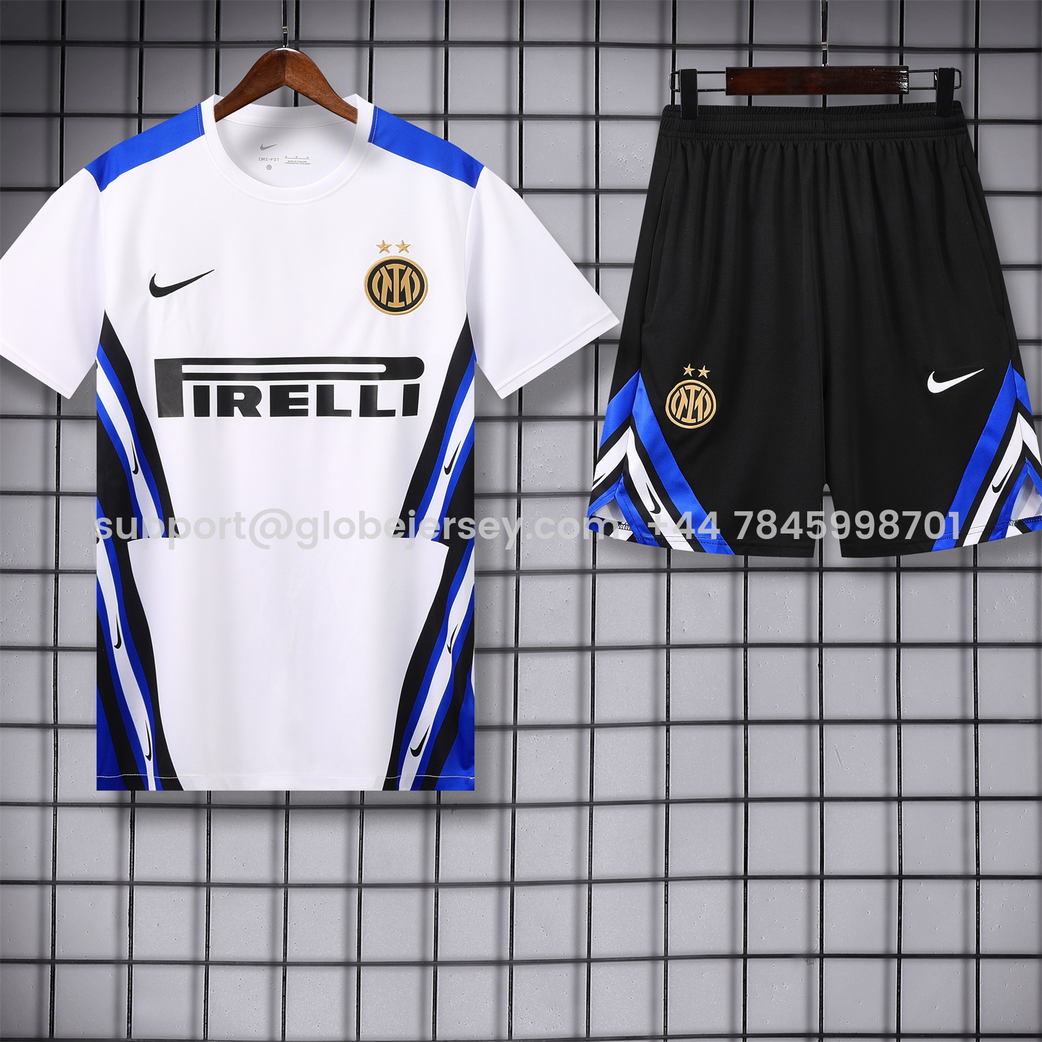 Inter Milan 25-26 Short-Sleeve Training Set - White Top & Black Shorts