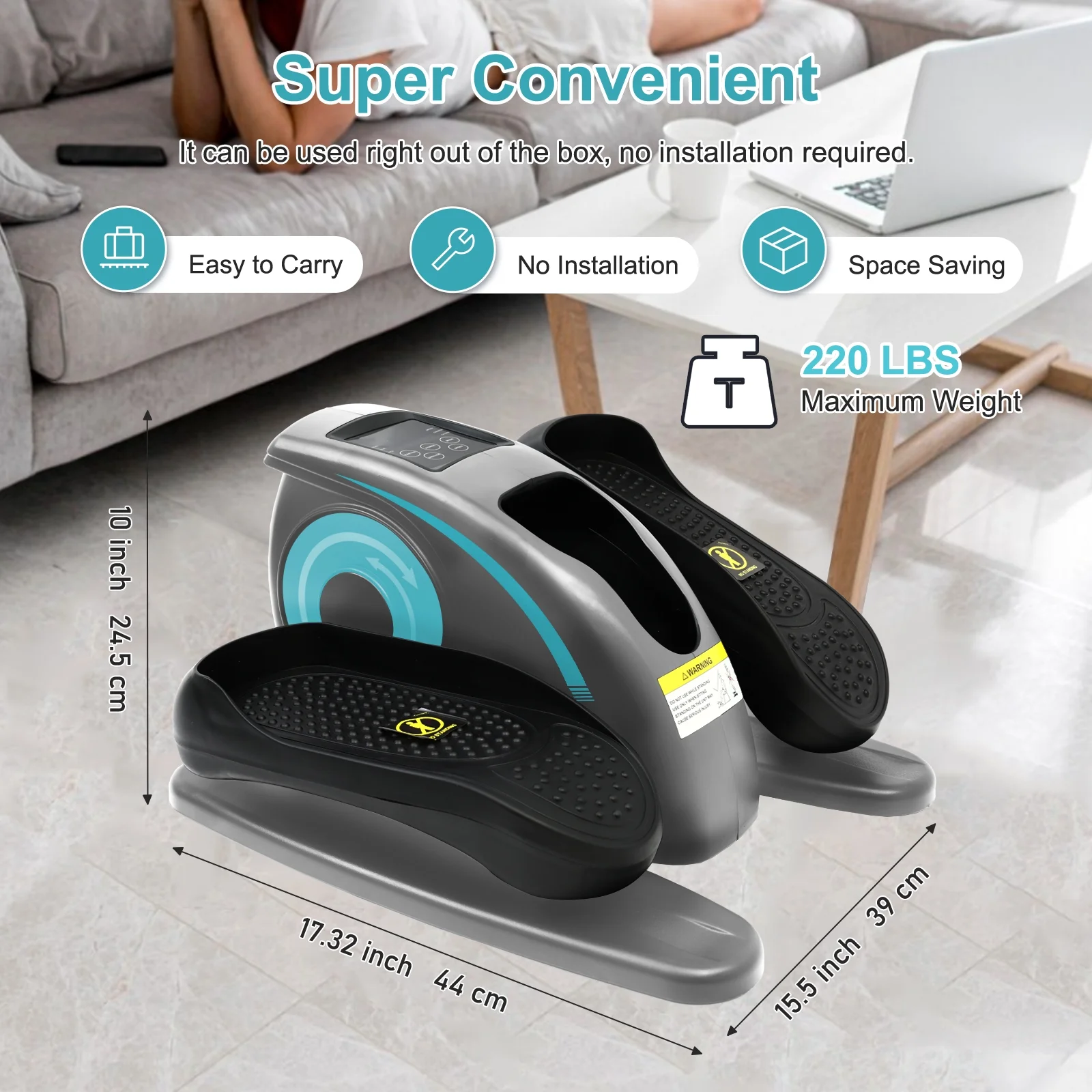 Baokaler Under Desk Elliptical Exercise Machine, Electric Elipsefit Leg Exerciser while Sitting for Seniors,12 Adjustable Speeds with Remote Control