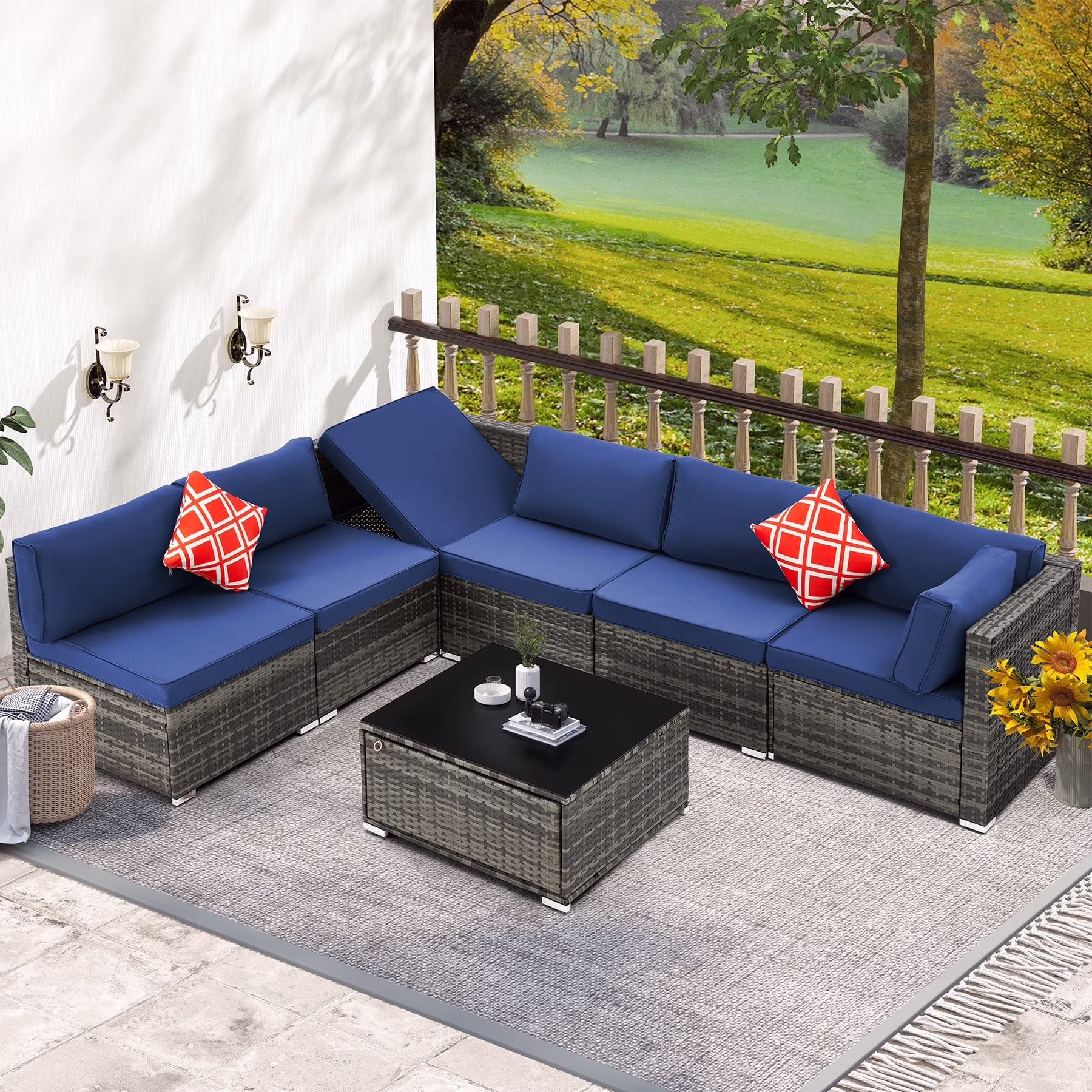 HOMREST 7 Pieces Outdoor Patio Furniture Set with 44