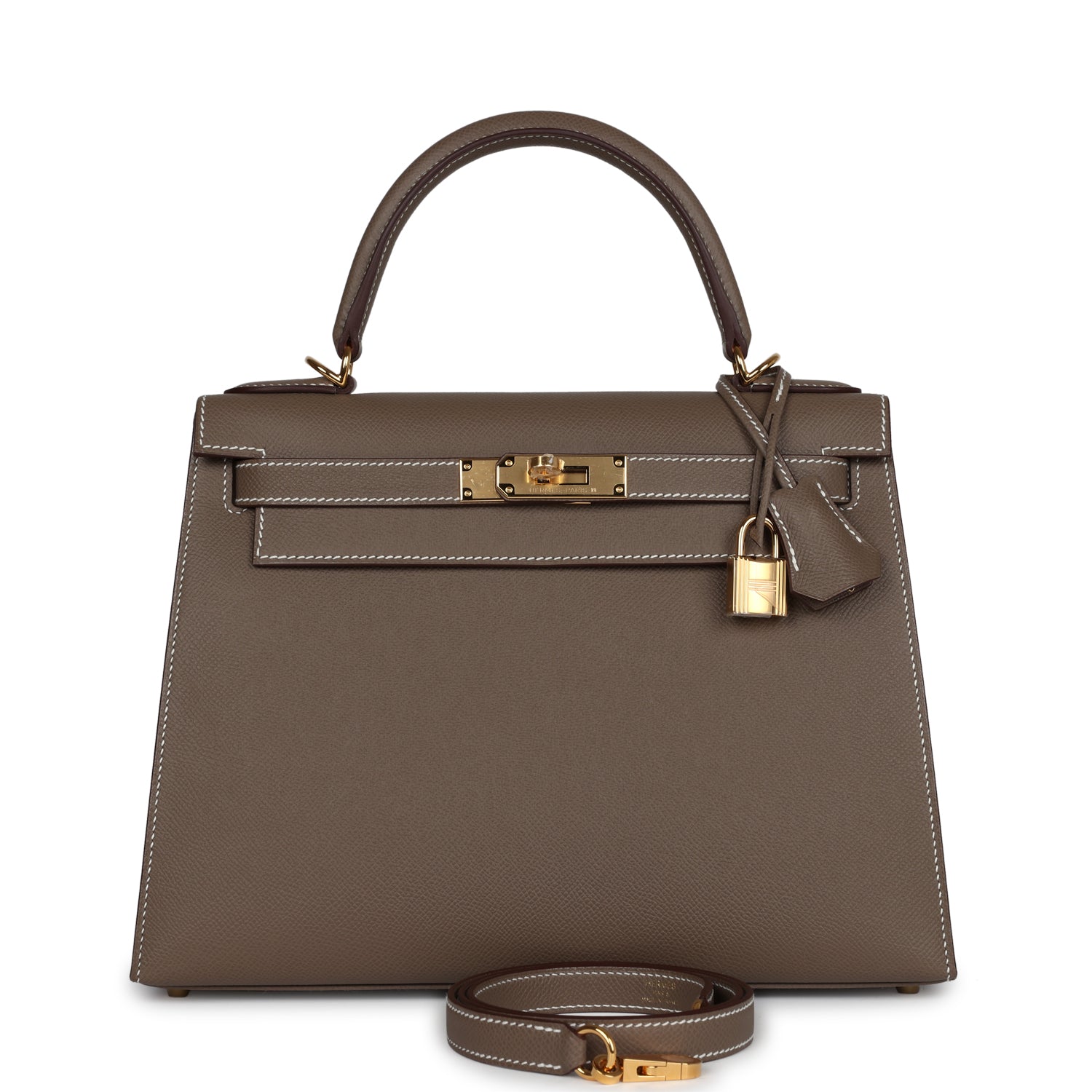 Kelly Sellier 28 Etoupe Epsom Gold Hardware