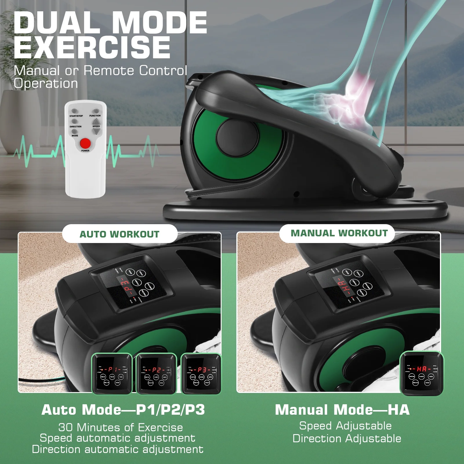 Elliptical Machine, Under Desk Elliptical with Remote Control, Quiet Home Ellipse Exerciser for Seniors