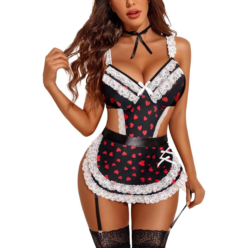 Women's Lingerie Sets Lace V Neck Teddy Babydoll