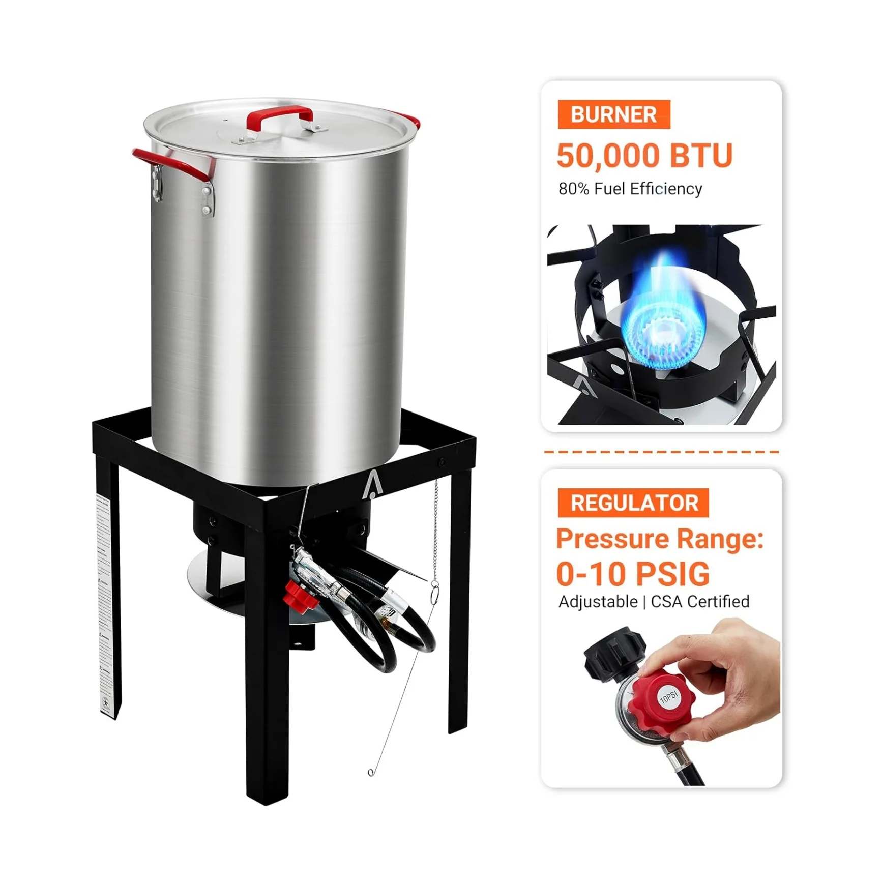 30 QT Turkey Fryer Cooker Set and 10 QT Kit,Home 50,000 BTU Aluminum Turkey Deep Fryer and Propane Burner Kit, Outdoor Propane Deep Fryers Stove Burner Stand, Baskets, Marinade Injector, Temperature Gauge