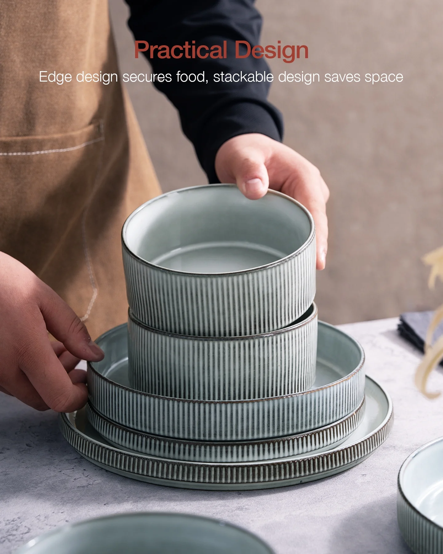 Famiware Star Stoneware Dinnerware Sets, Plates and Bowls Set for 4, 12 Piece Dish Set, Cappuccino White