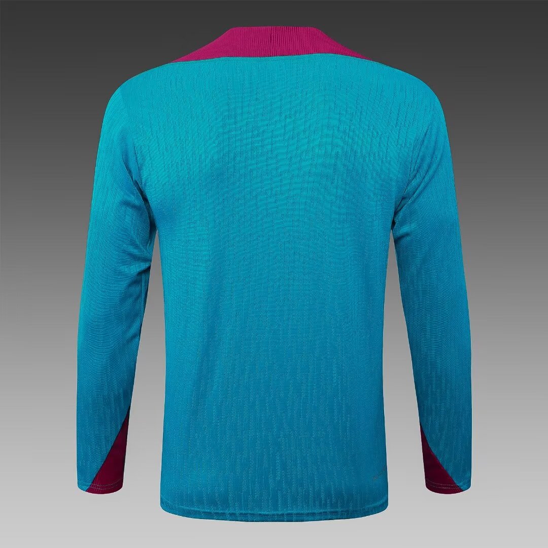 2024/2025 Psg Paris Saint-Germain Half-Pull Training Suit Lake blue Football Shirt 1:1 Thai Quality