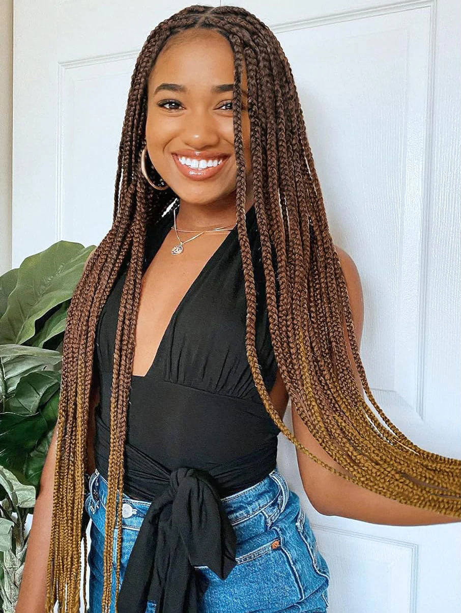 36 inch Braided HD Full Lace Wig Square Knotless Box Braid Wig 100% Handmade