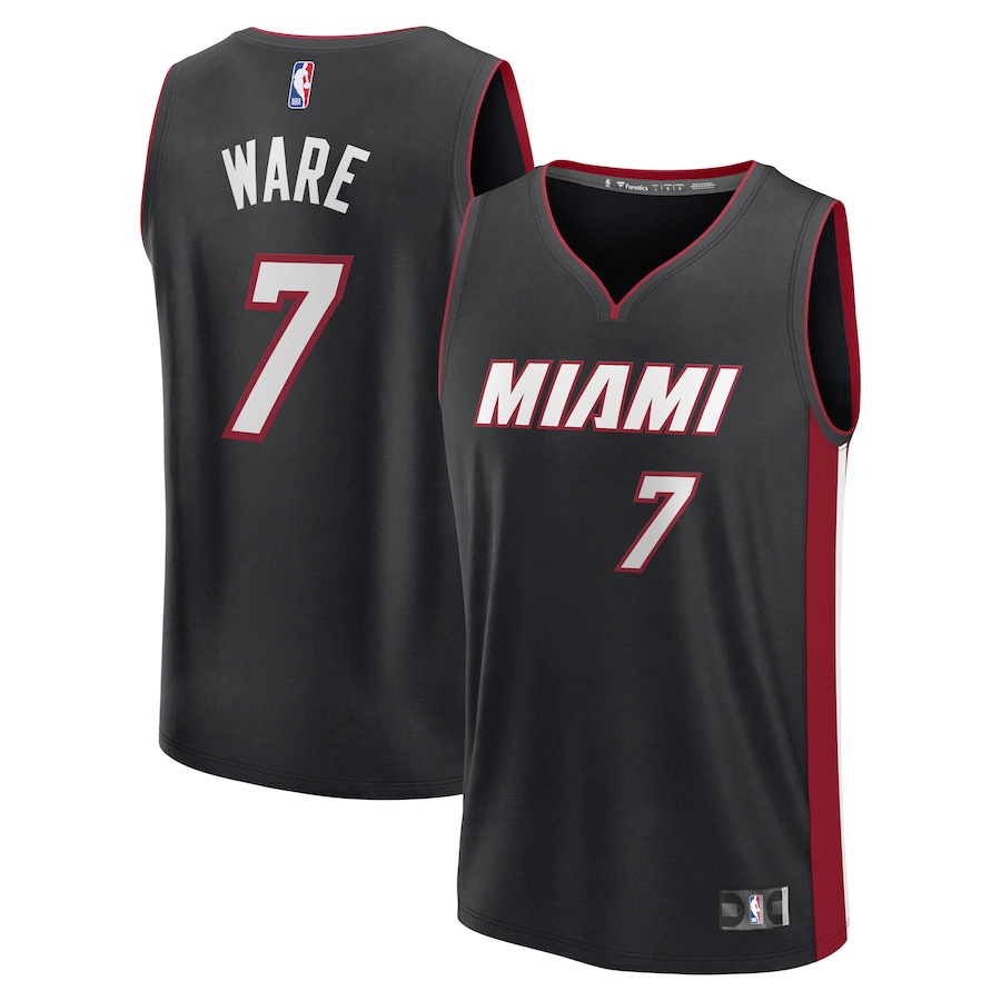Youth Miami Heat Kel'el Ware Fanatics Black Fast Break Replica  Jersey - Icon Edition