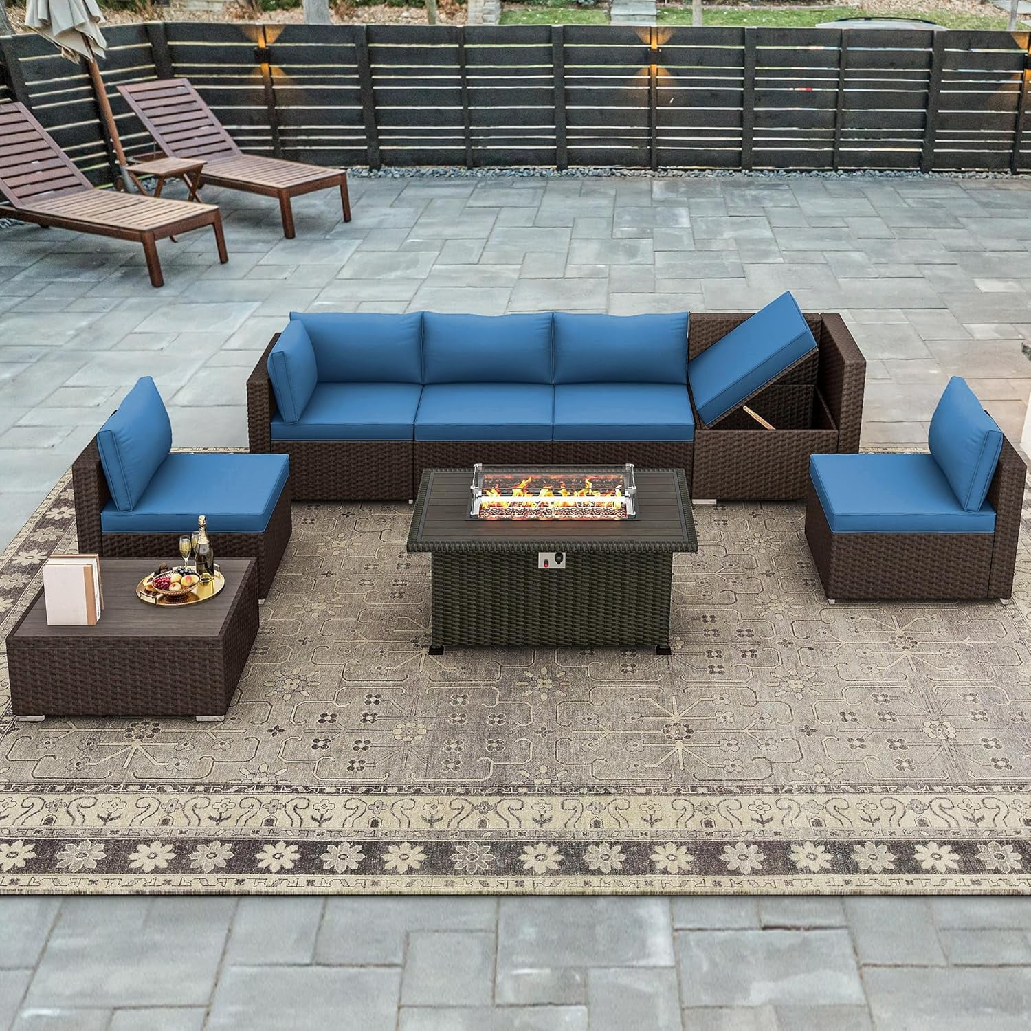 HOMREST 7 Pieces Outdoor Patio Furniture Set with 44