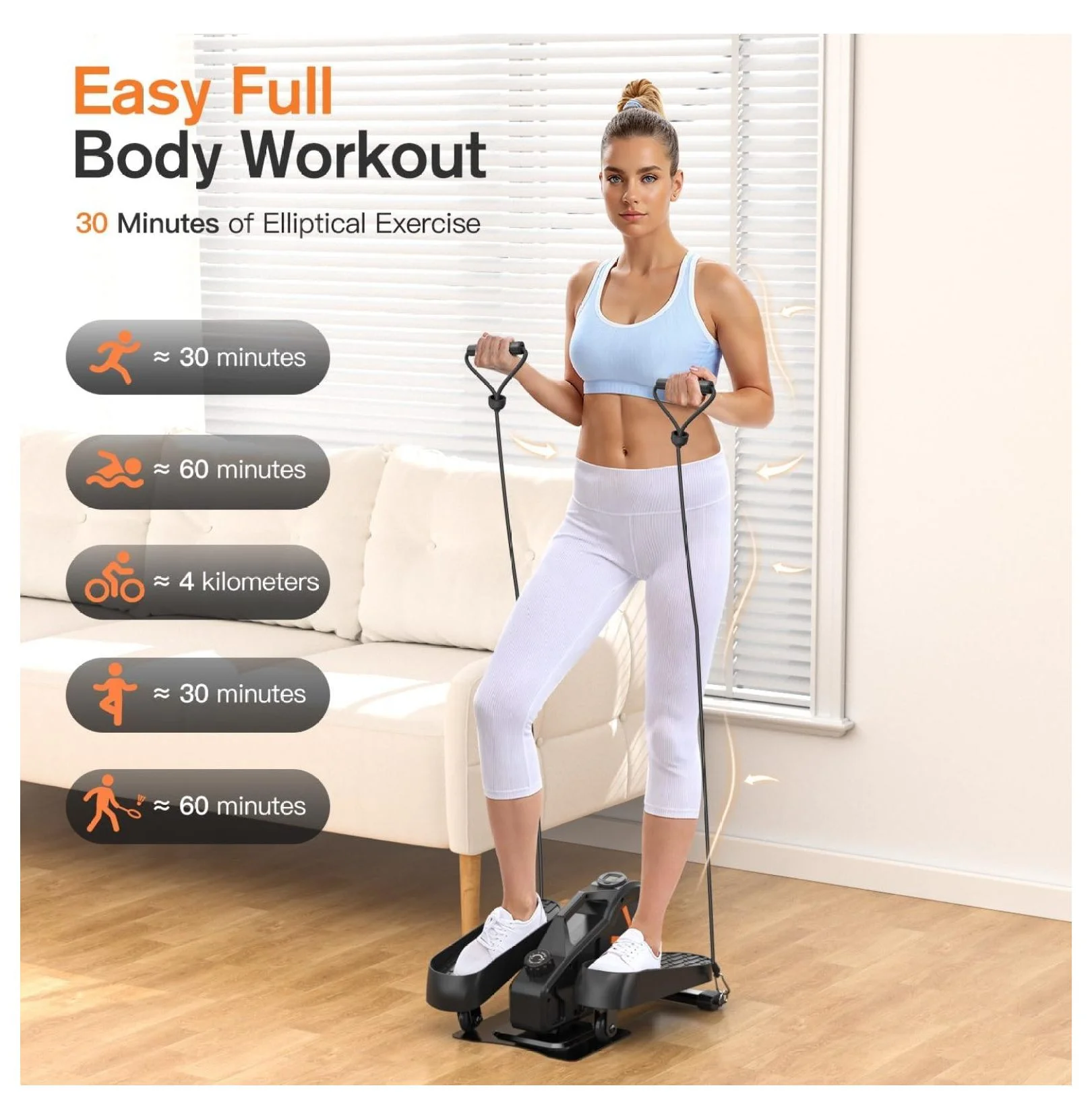 Under Desk Elliptical Exercise Machine Ellipse Leg Exerciser for Home Portable & Quiet Foot Pedal Exerciser Max Load 300LBS