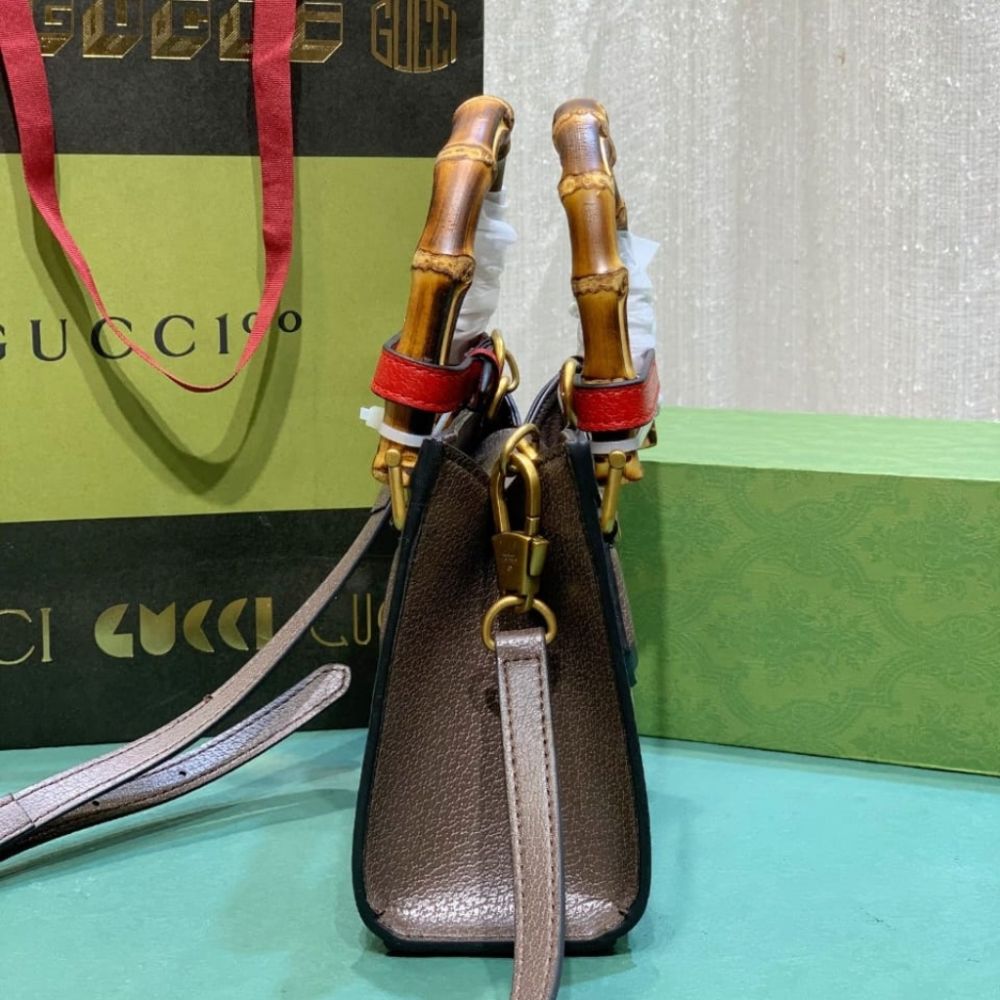 Gucci Diana Small Shoulder Bag Jumbo GG Camel Ebony 9.8 Inches