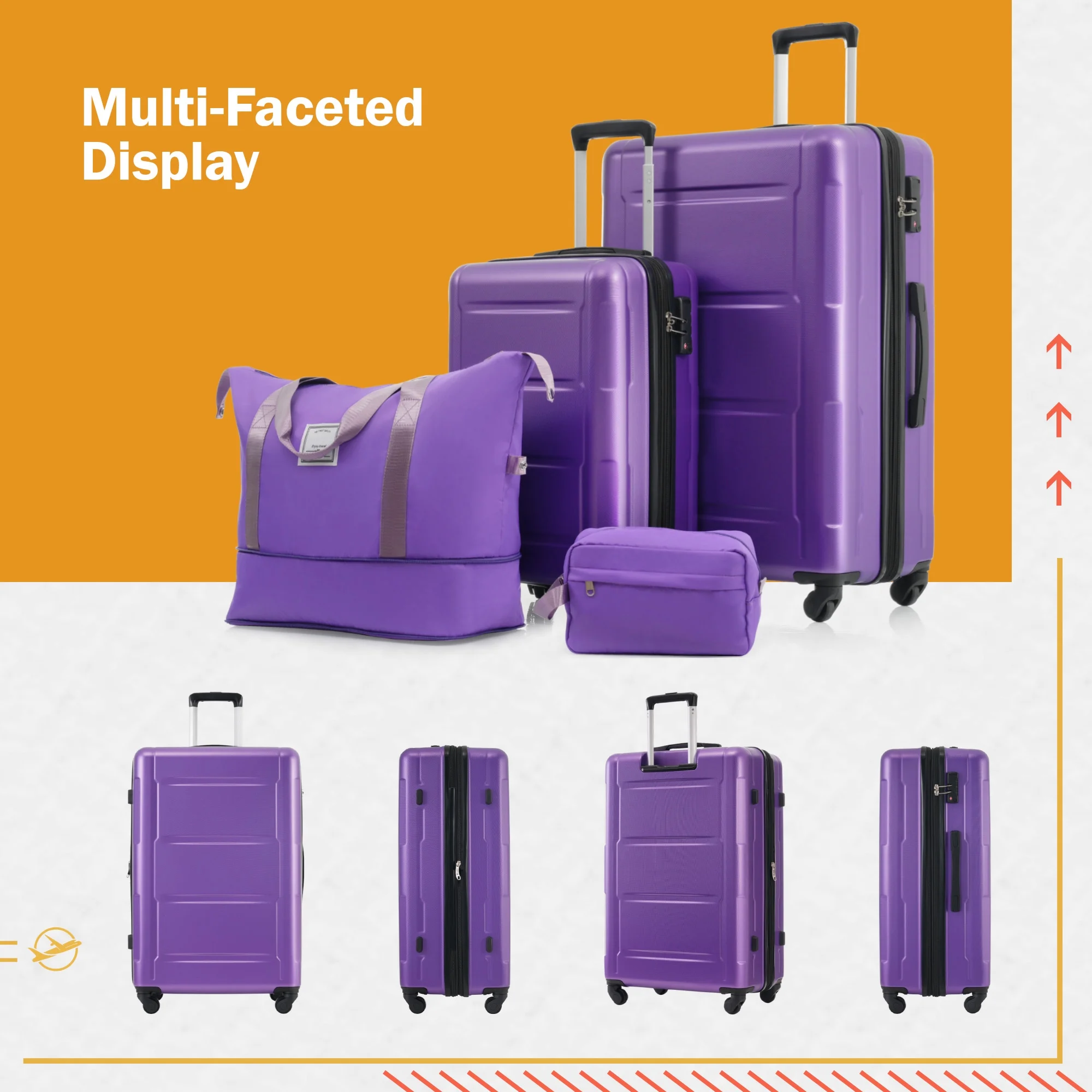 imerelez 2 Piece Luggage Set with Bags Expanable Spinner Wheels ABS Lightweight Suitcase with TSA Lock 20inch+28inch