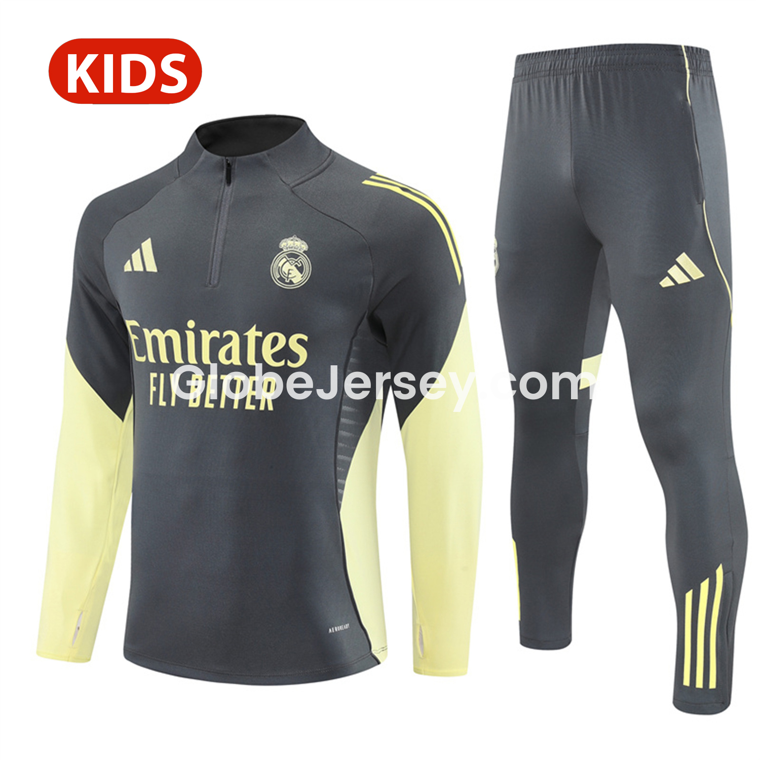 Real Madrid 25-26 Kid Long Sleeves Training Set - Gray Top & Gray Pants