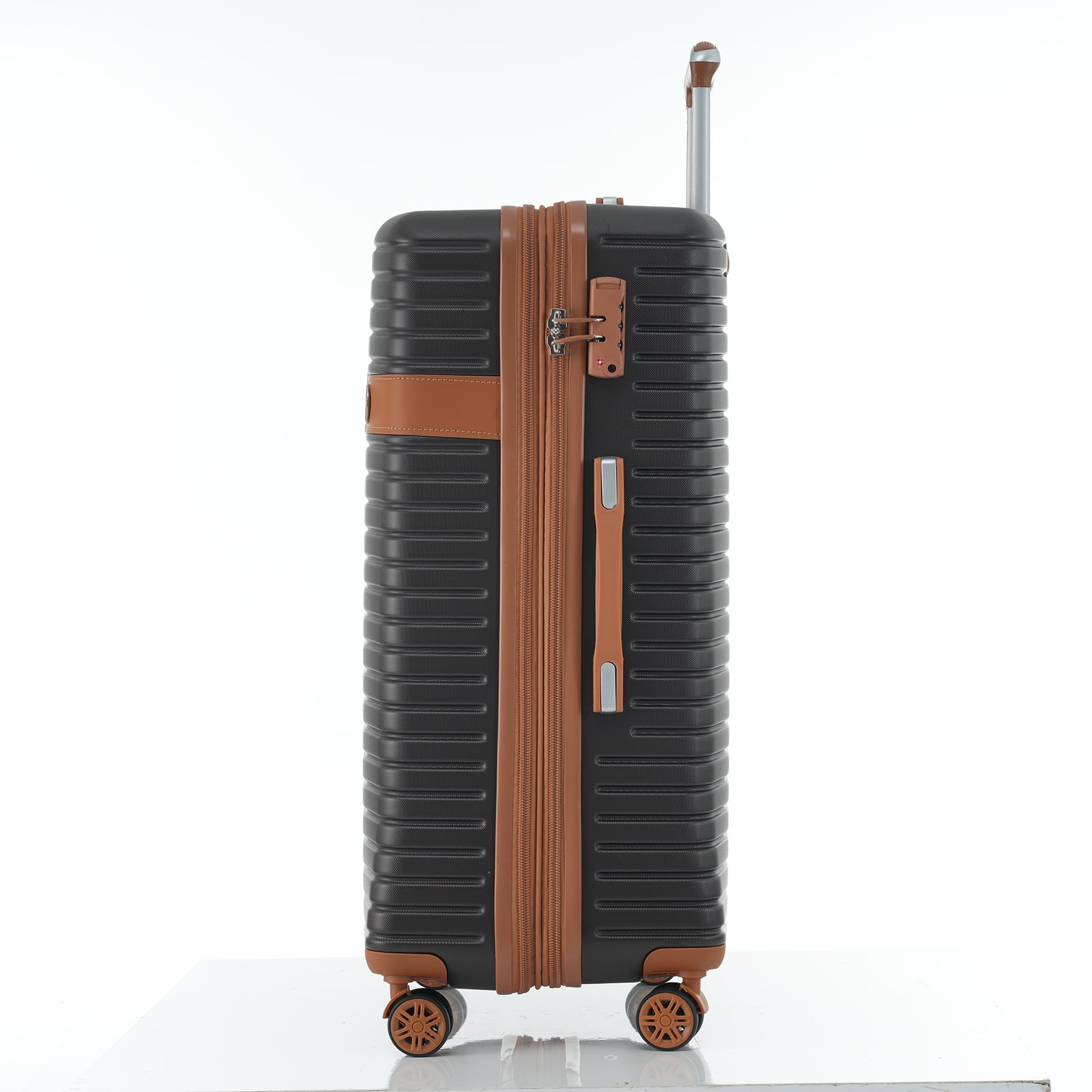 Kojooin 4 Piece Hardshell Expandable Suitcase Set with TSA Lock and Spinner Wheels, Chocolate