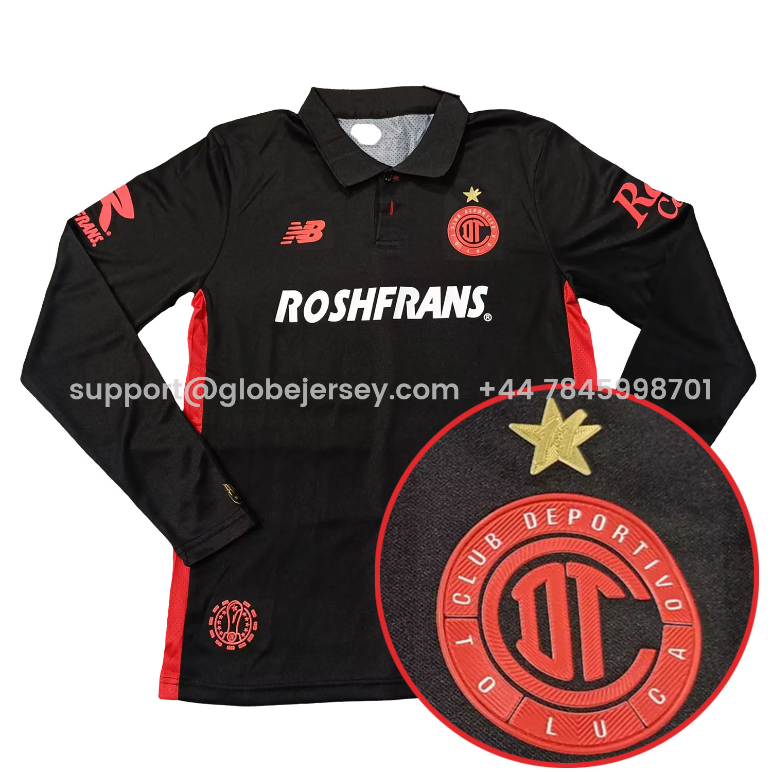 Toluca 25-26 Third Black Long Sleeves Jersey with Star - Player Version