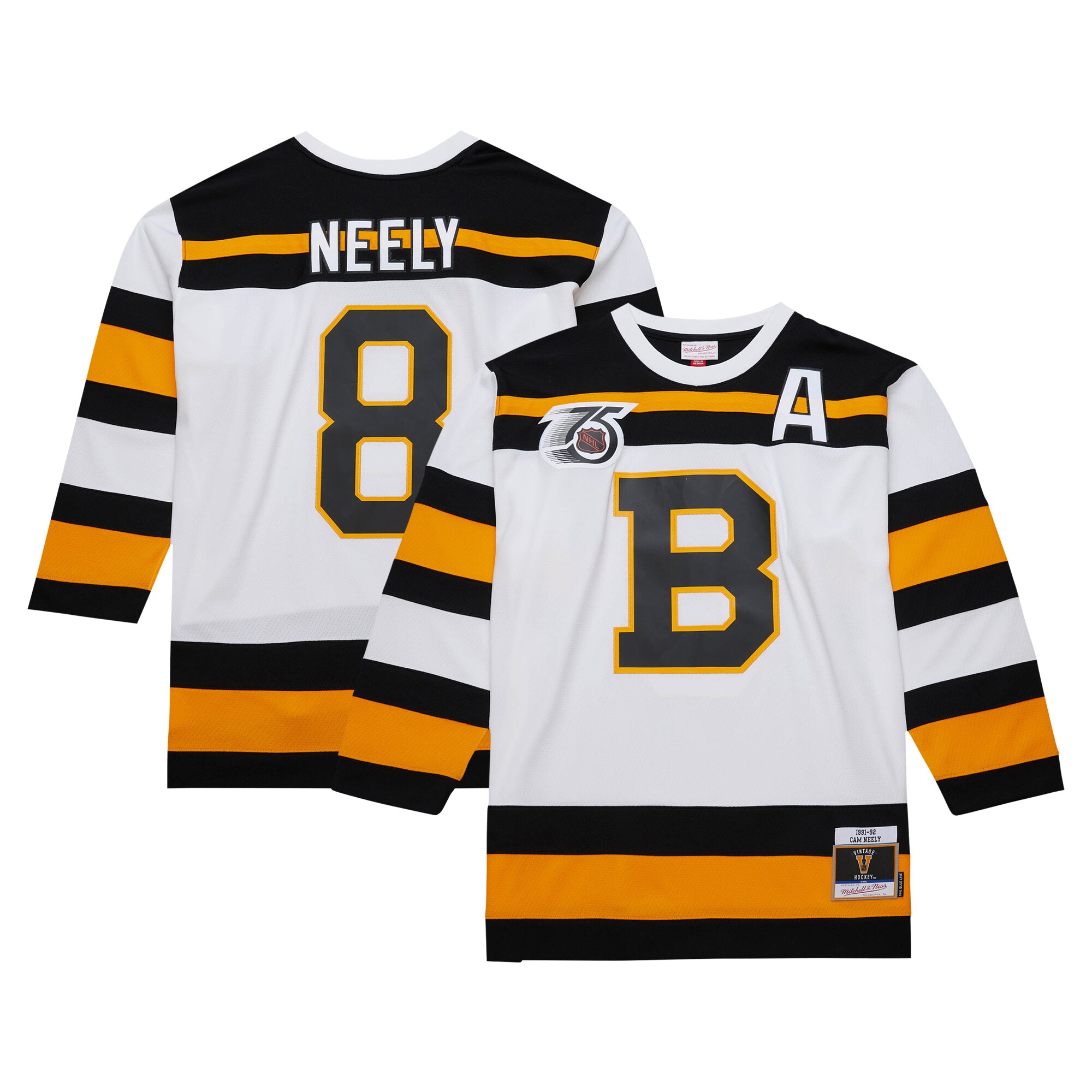Cam Neely Boston Bruins Mitchell & Ness  1991/92 Alternate Captain Blue Line  Jersey – White