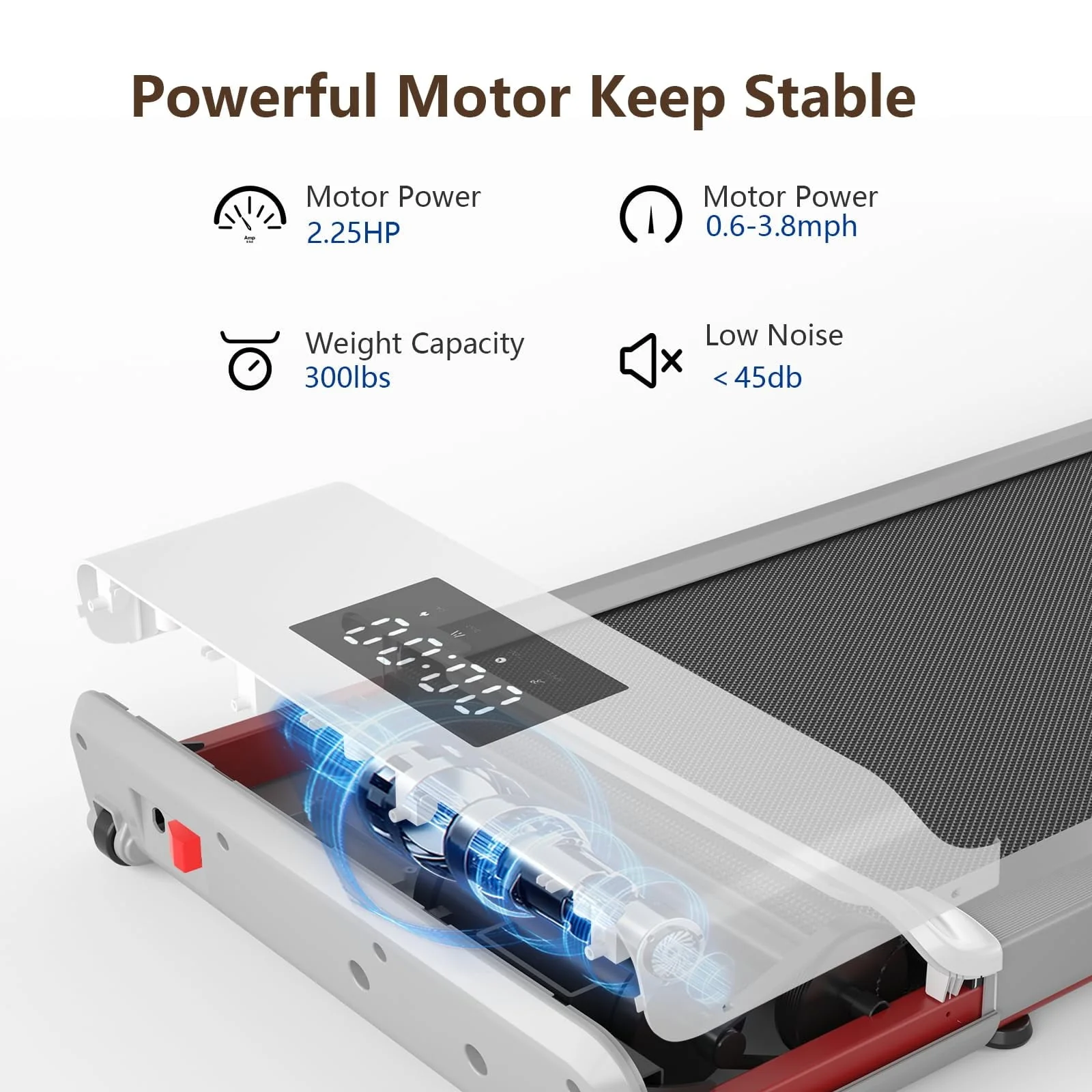 YDZJY  Walking Pad, Walking Treadmill Under Desk Treadmill 2 in 1 for Home/Office with Remote Control, Portable Treadmill in LED Display(White)
