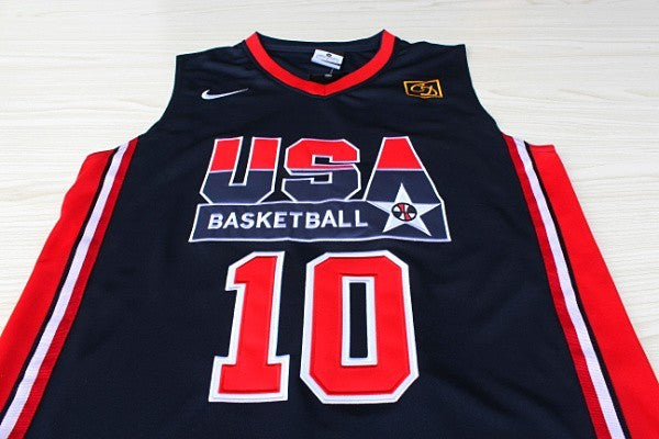 1:1 double layer solid embroidery player version Dream Team #10 Drexler blue suit