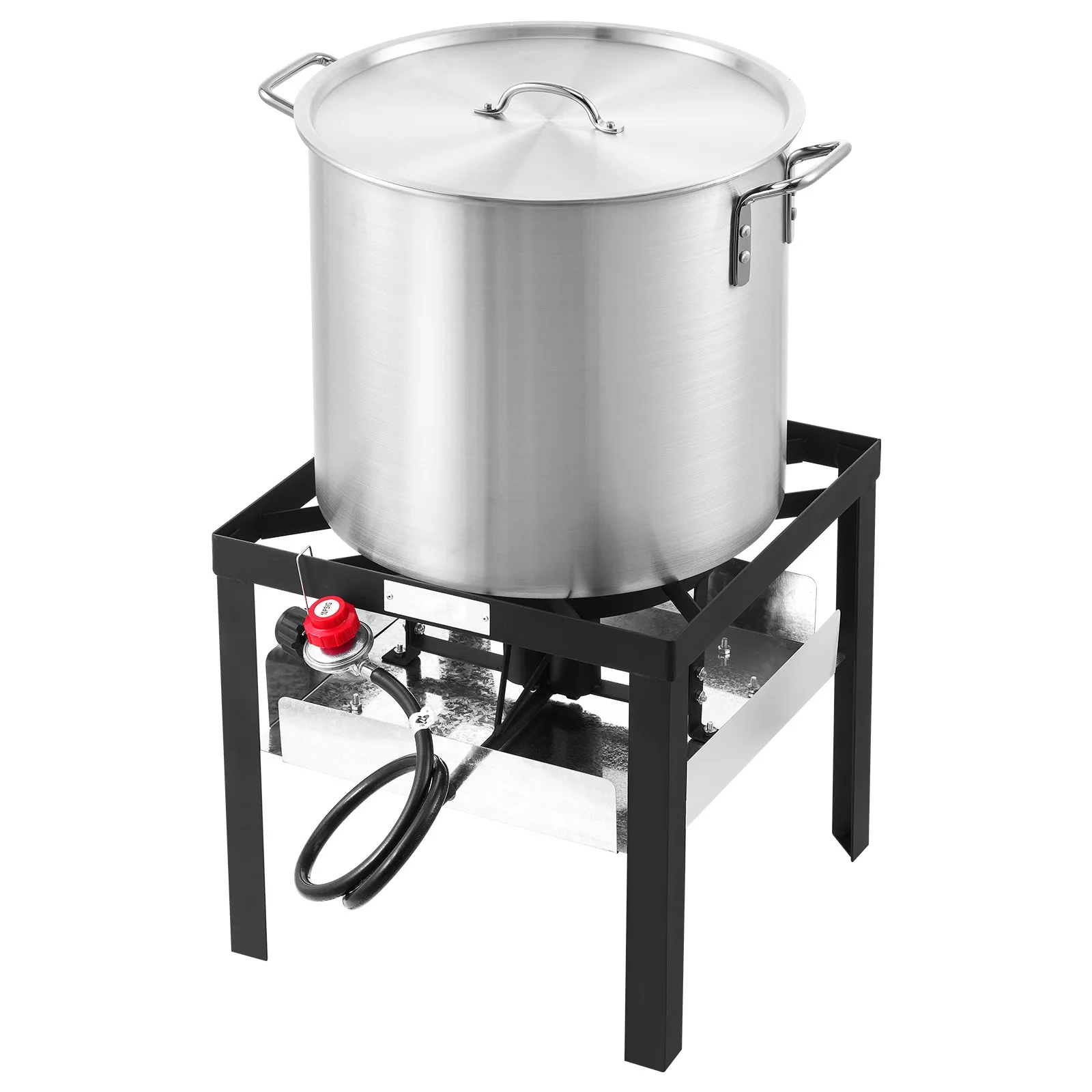 KFFKFF 100 Qt Seafood Cooking Set with Sieve, Exterior Seafood Cook Pot and Container, Culinary Kit, Crawfish, Lobster Preparation, Aluminum Soup Pot with 100,000 BTUs Propane Heater and Steam Grid