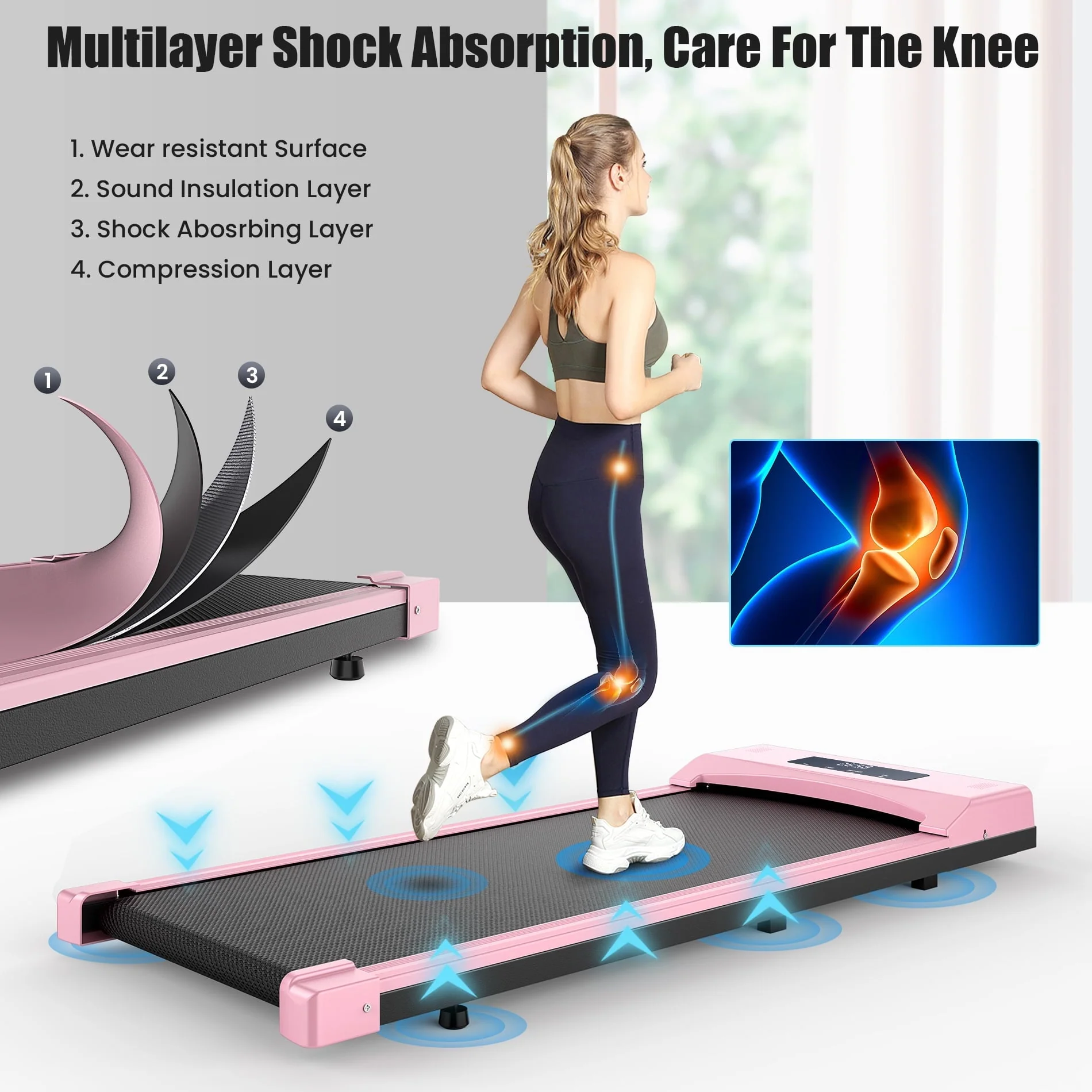 Tikmboex 2.5HP Under Desk Treadmill with LED Display Wireless Remote Control38.5