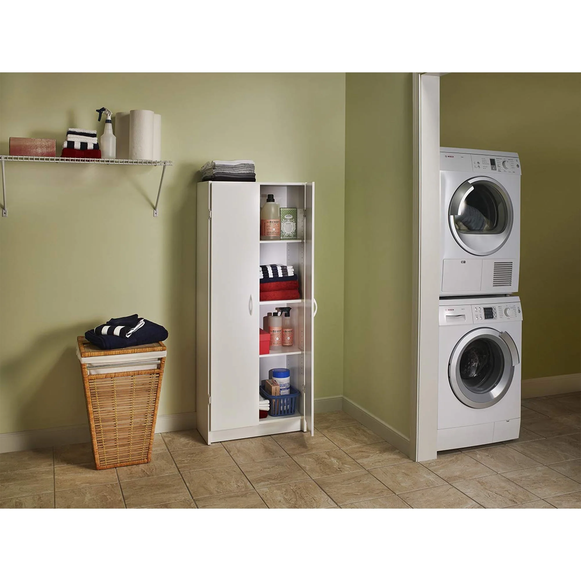 ClosetMaid 12.5 x 24 x 59.5 Inch Adjustable 4 Shelf Pantry Cabinet, White
