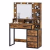Makeup Vanity Table with Sliding Mirror,Vanity Desk with Hidden Storage Shelves and 5 Drawers,Modern Vanity Table with Mirror for Bedroom,White