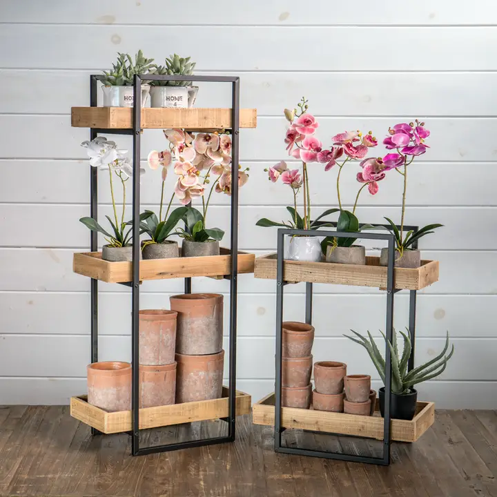 Rectangle 3 Tier Wood/Metal Stand