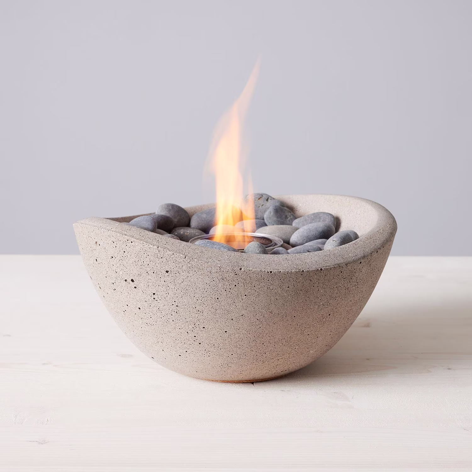 TerraFlame Wave Table Top Fire Bowl Gel Fuel - Stone Cast - Graphite