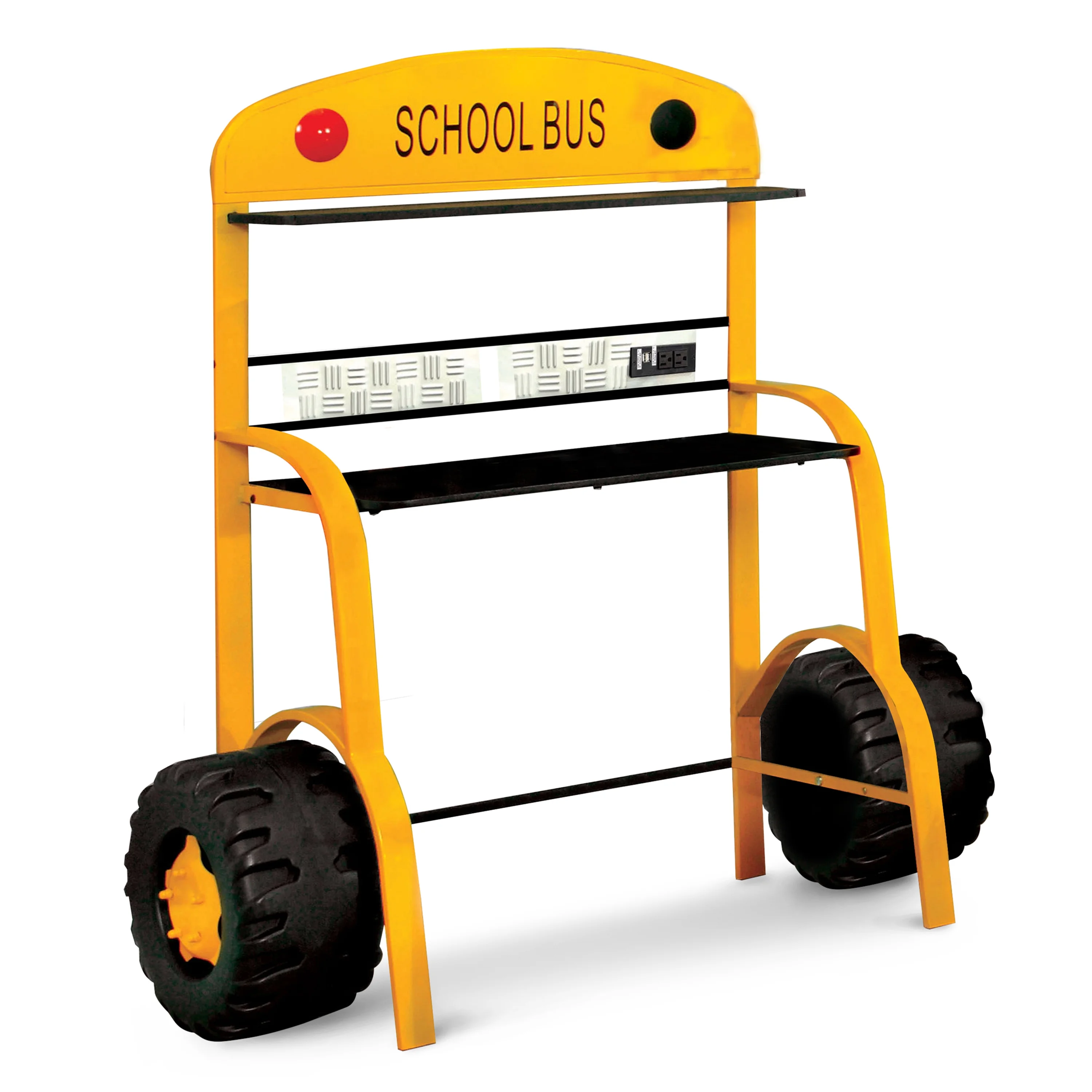 Furniture of America Billy Novelty Metal Yellow School Bus Kids Desk and Stool Set