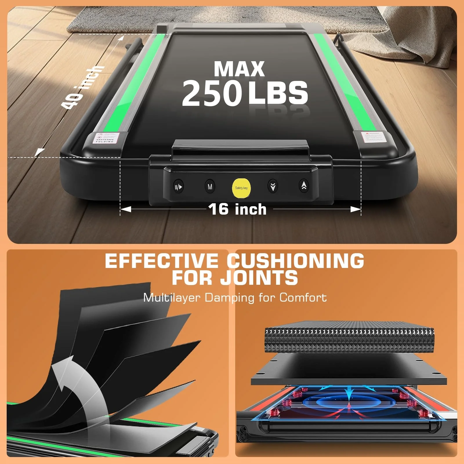 ANCHEER 2 in 1 Under Desk Treadmill with 250lbs Capacity, Walking Pad/Compact Electric Treadmill for Home/Gym/Office with LED Touch Screen, Remote Watch, Speed Range 0.6-7.5 mph