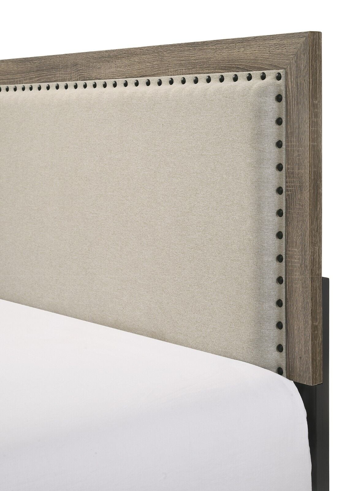 Beautiful Gray Finish 5Pc Full Size Upholstered HB Panel Bed Set Wooden Bedroom Furniture