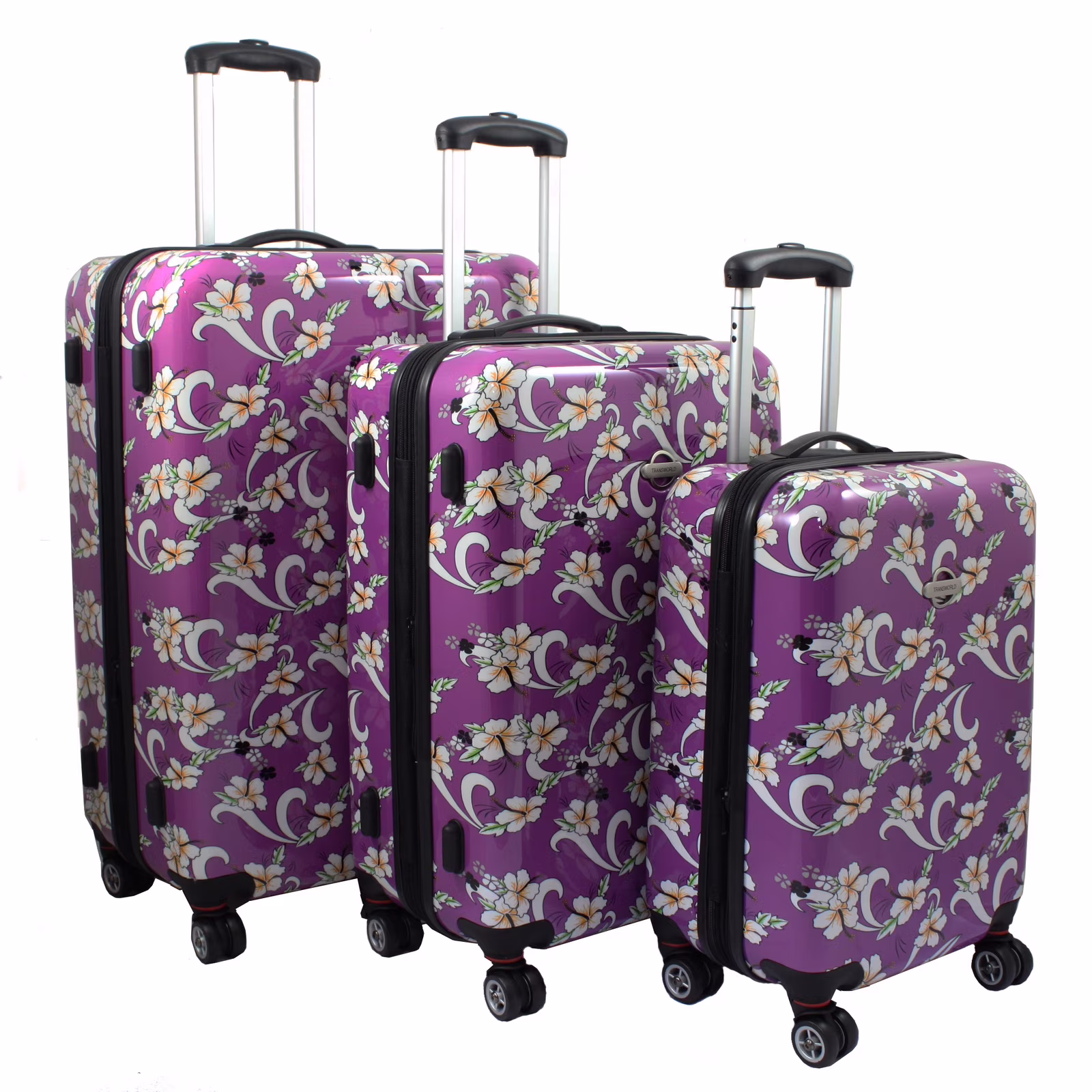ecWorld Enterprises, Inc. Sky Blue Tropical Flower 3-piece Lightweight Expandable Hardside Spinner Luggage Set