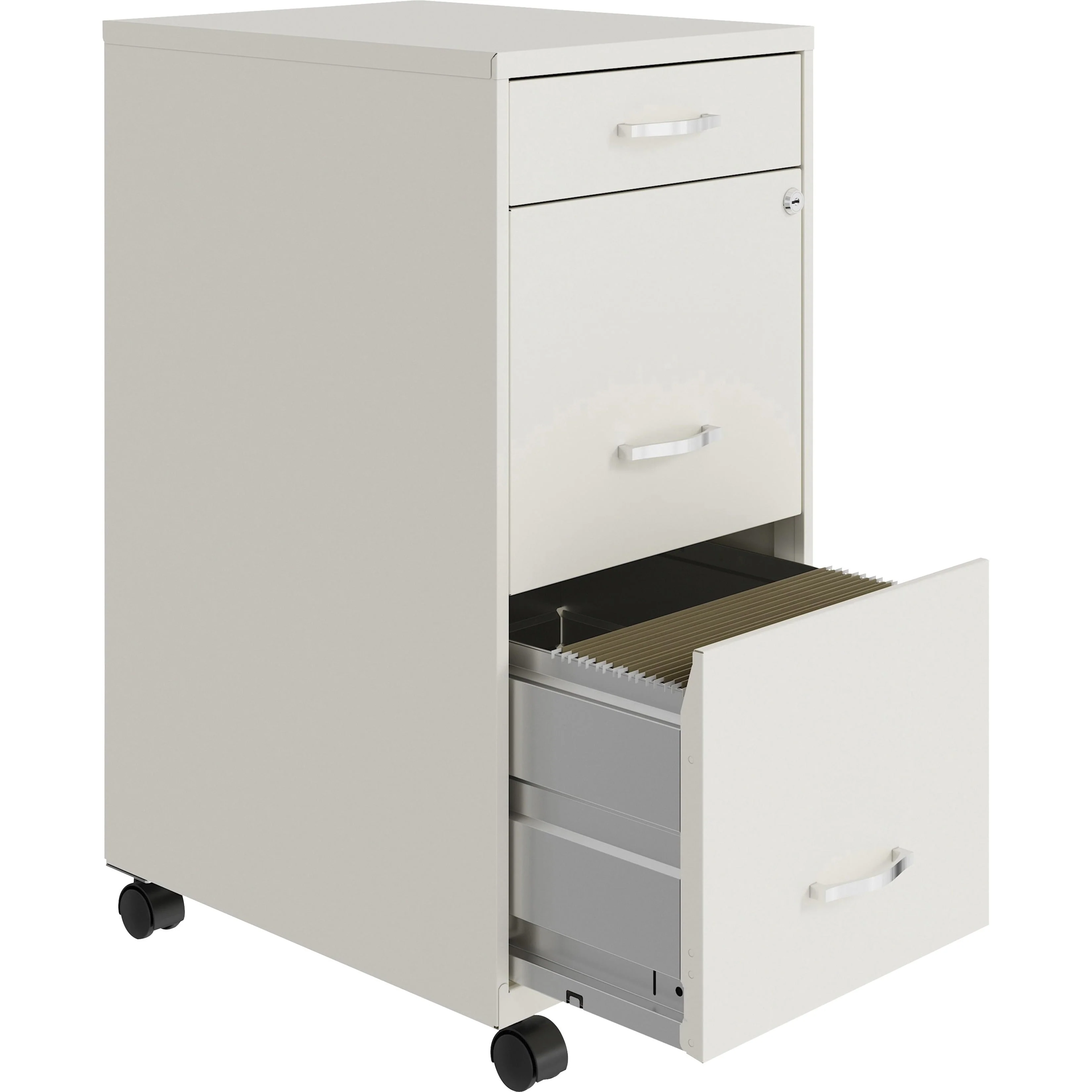 Lorell LLR00060WE SOHO File & File Mobile File Cabinet, White - 3 Drawer